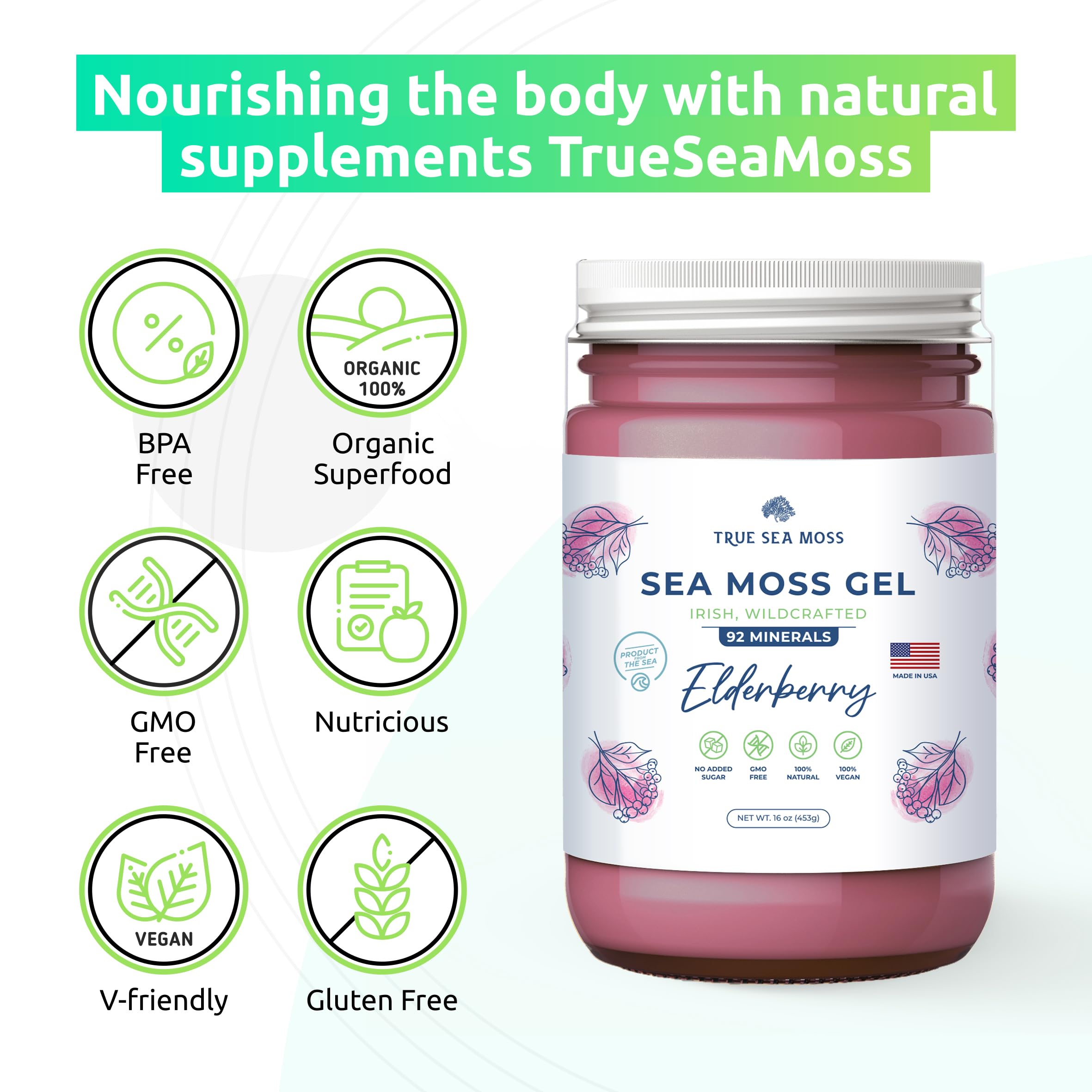 TrueSeaMoss Wildcrafted Irish Sea Moss Gel – Nutritious Organic Raw Seamoss Rich - AB Mystery