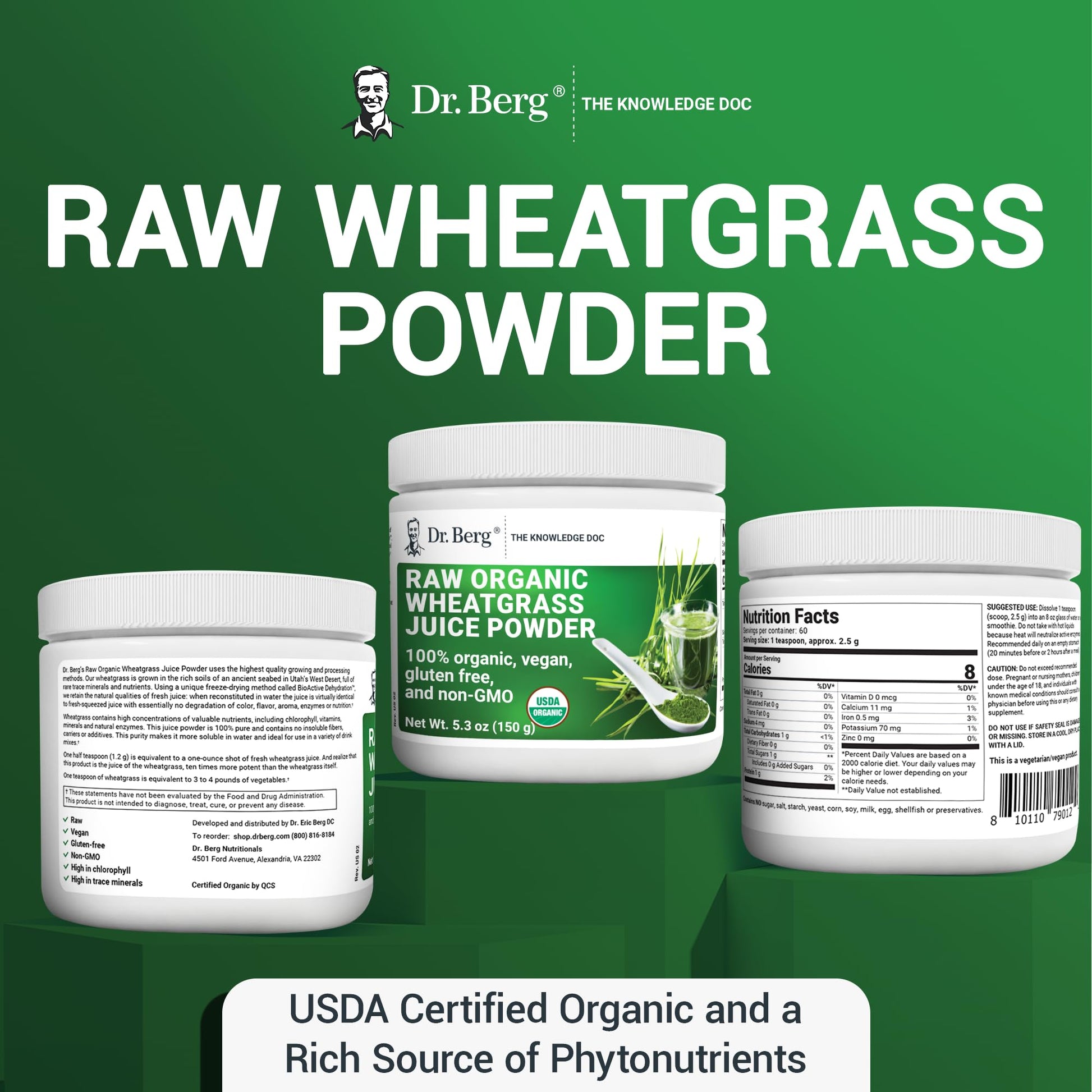 Dr. Berg's Wheatgrass Superfood Powder - Raw Juice Organic Ultra-Concentrated Rich - AB Mystery
