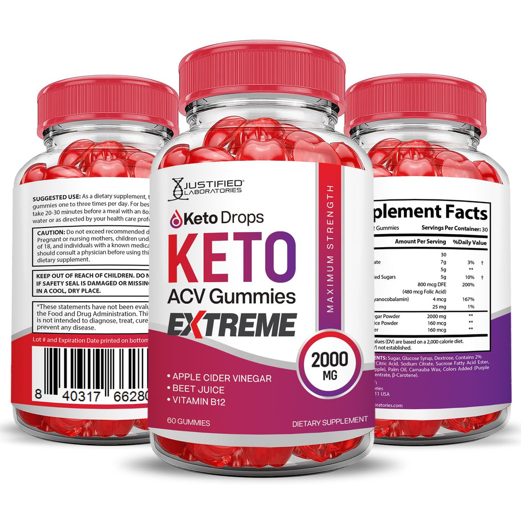 (2 Pack) Keto Drops Keto ACV Gummies Extreme 2000MG Keto Drops Keto Gummies