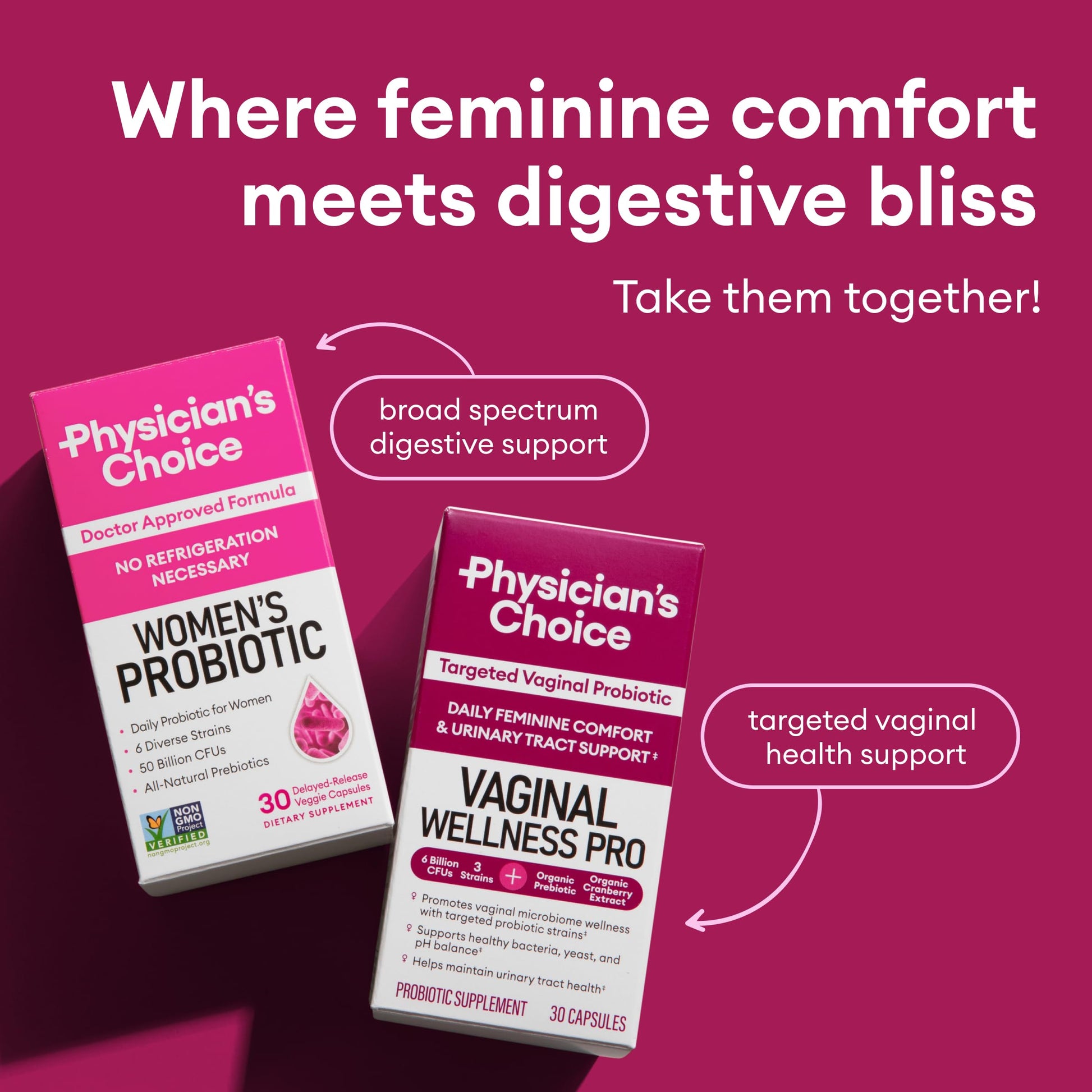 Physician's CHOICE Feminine Power Duo Bundle - Vaginal Probiotic + Womens Probiotic - AB Mystery