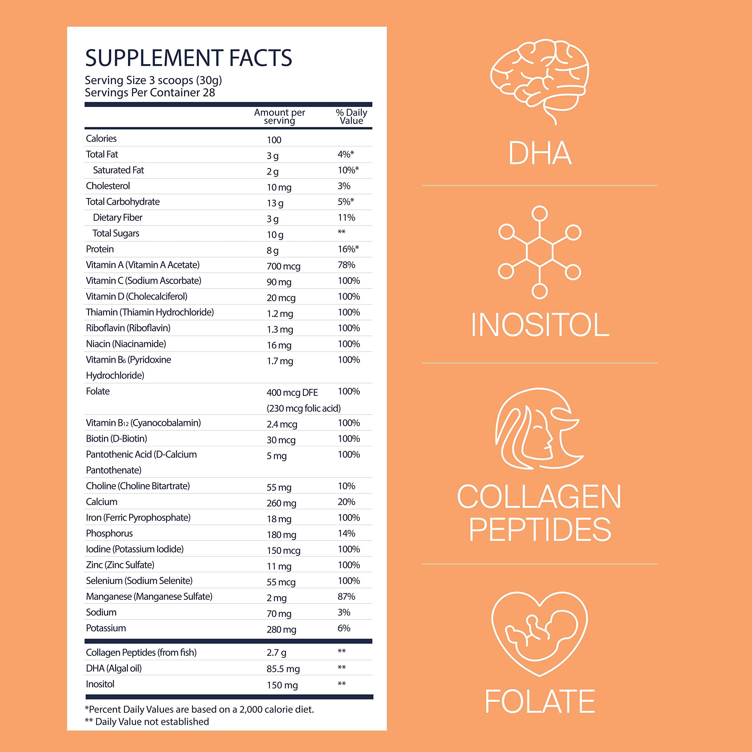 LUV&LIFE Prenatal Vitamin Supplement Powder Vanilla Flavored Contains Protein and Fiber LUV&LIFE