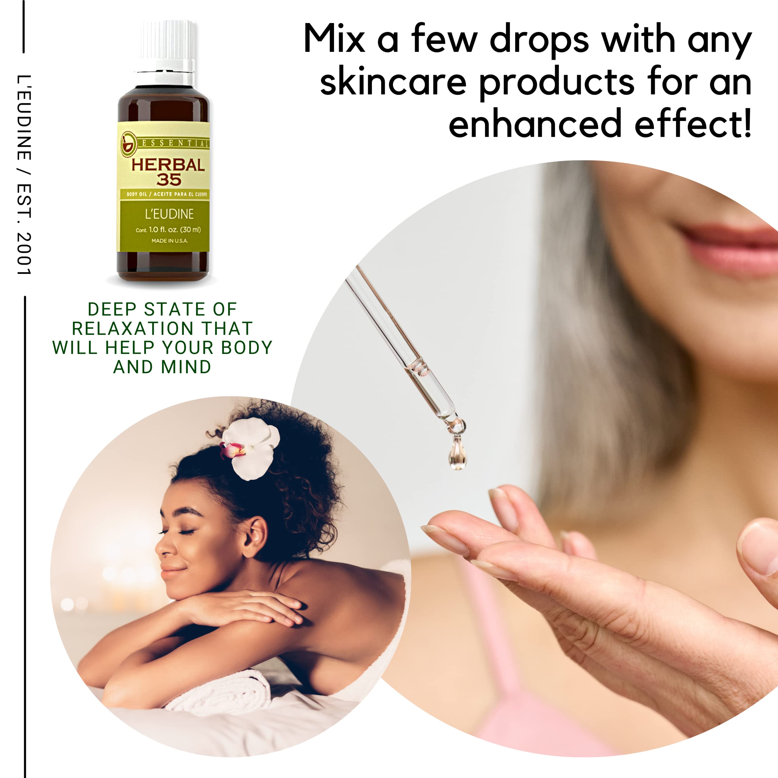 L'eudine Herbal 35 Essential Oil, Soothing and Calming Eucalyptus Essential Oil, Powerful Blend - AB Mystery