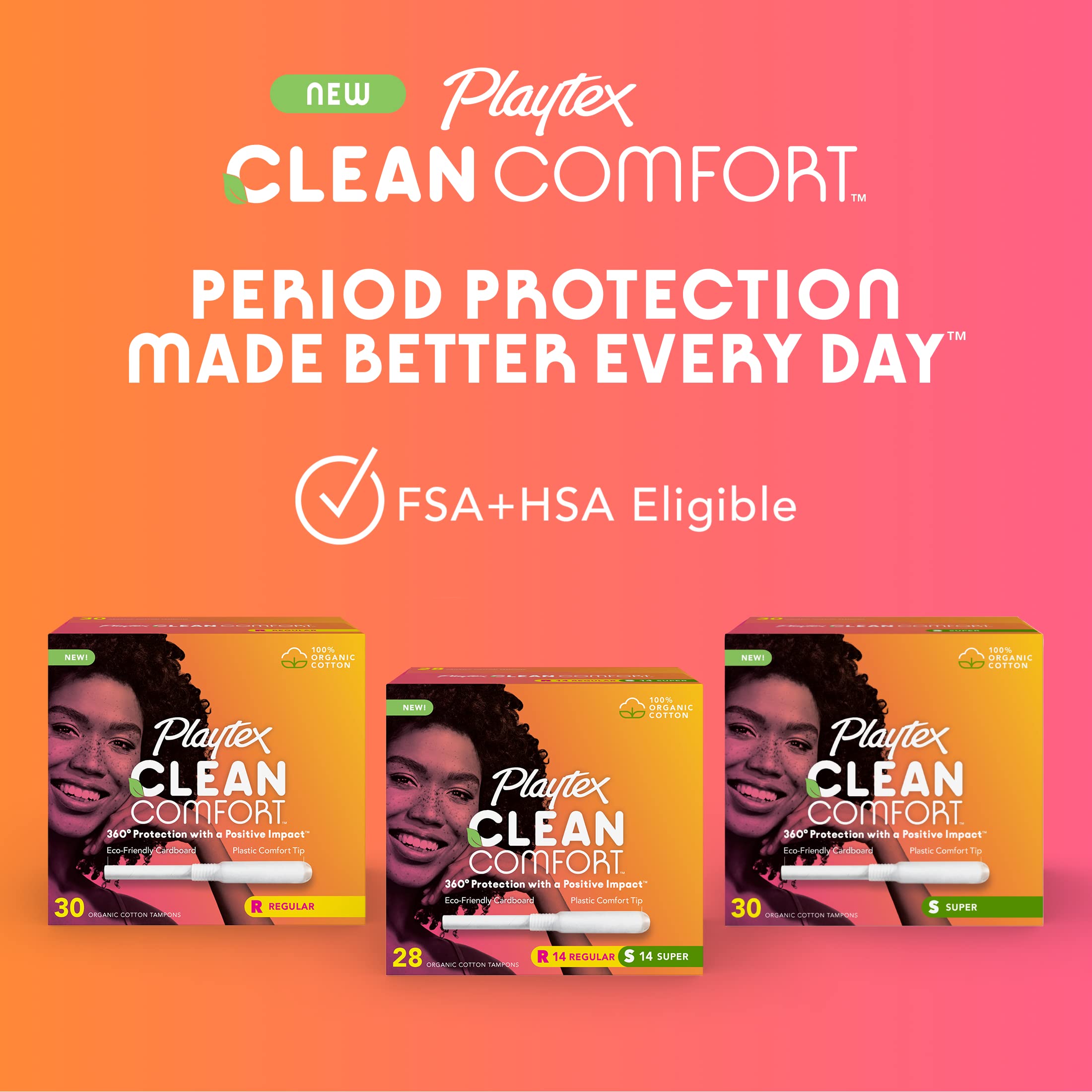 Playtex Clean Comfort Organic Cotton Tampons, Super Absorbency, Fragrance-Free, Organic Cotton - AB Mystery