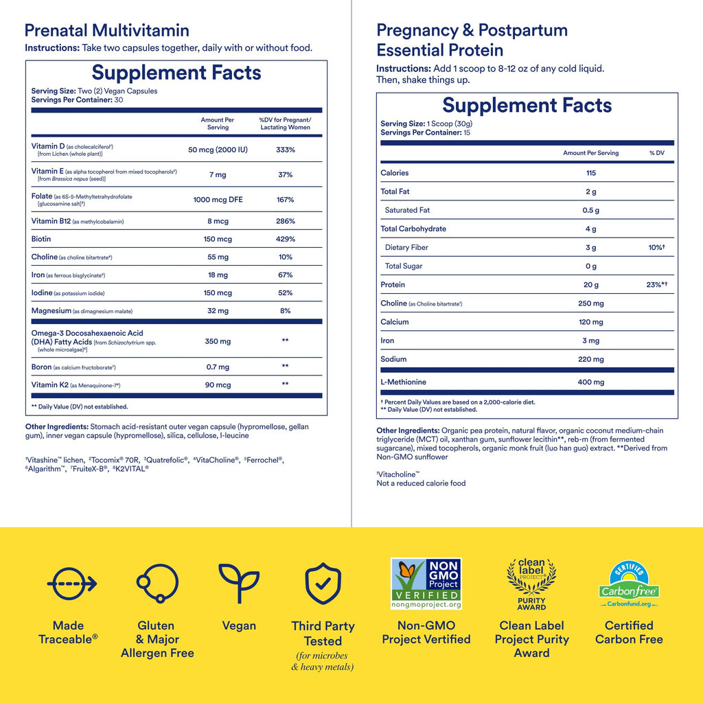 Ritual Prenatal Multivitamin and Protein Duo with Prenatal Vitamins and Organic Vanilla Protein Ritual