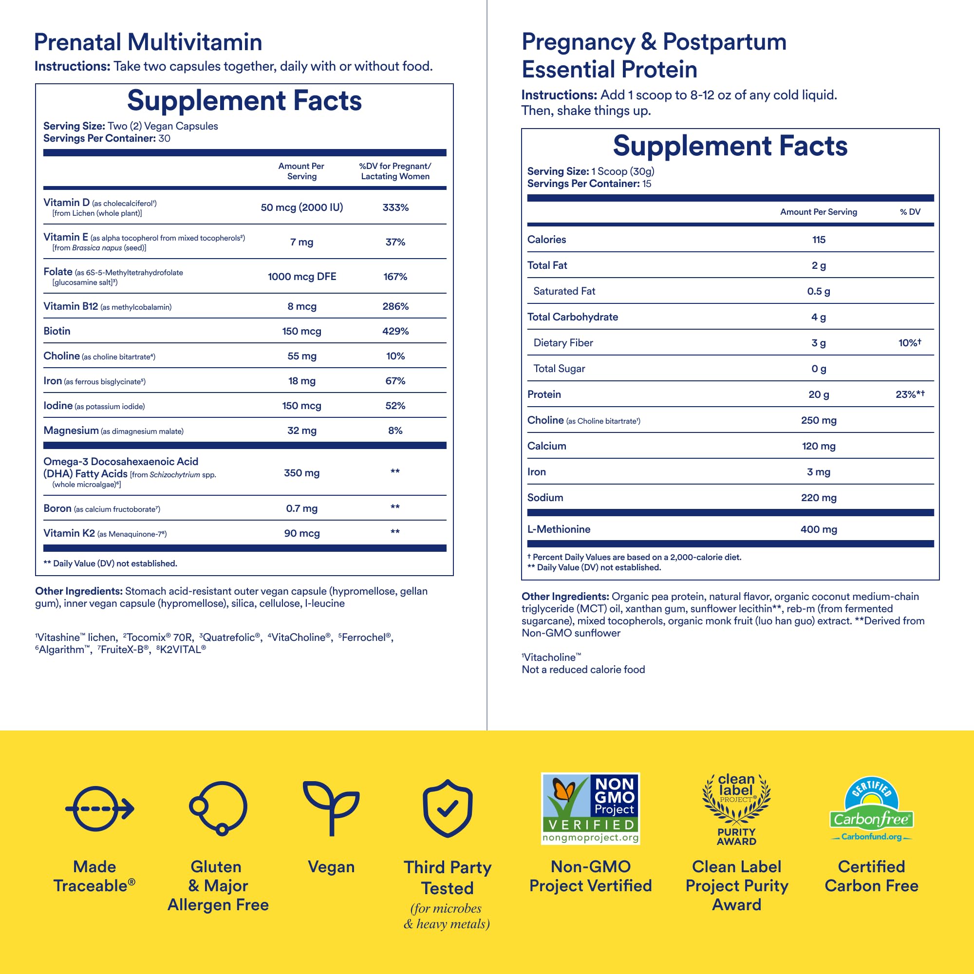 Ritual Prenatal Multivitamin and Protein Duo with Prenatal Vitamins and Organic Vanilla Protein Ritual