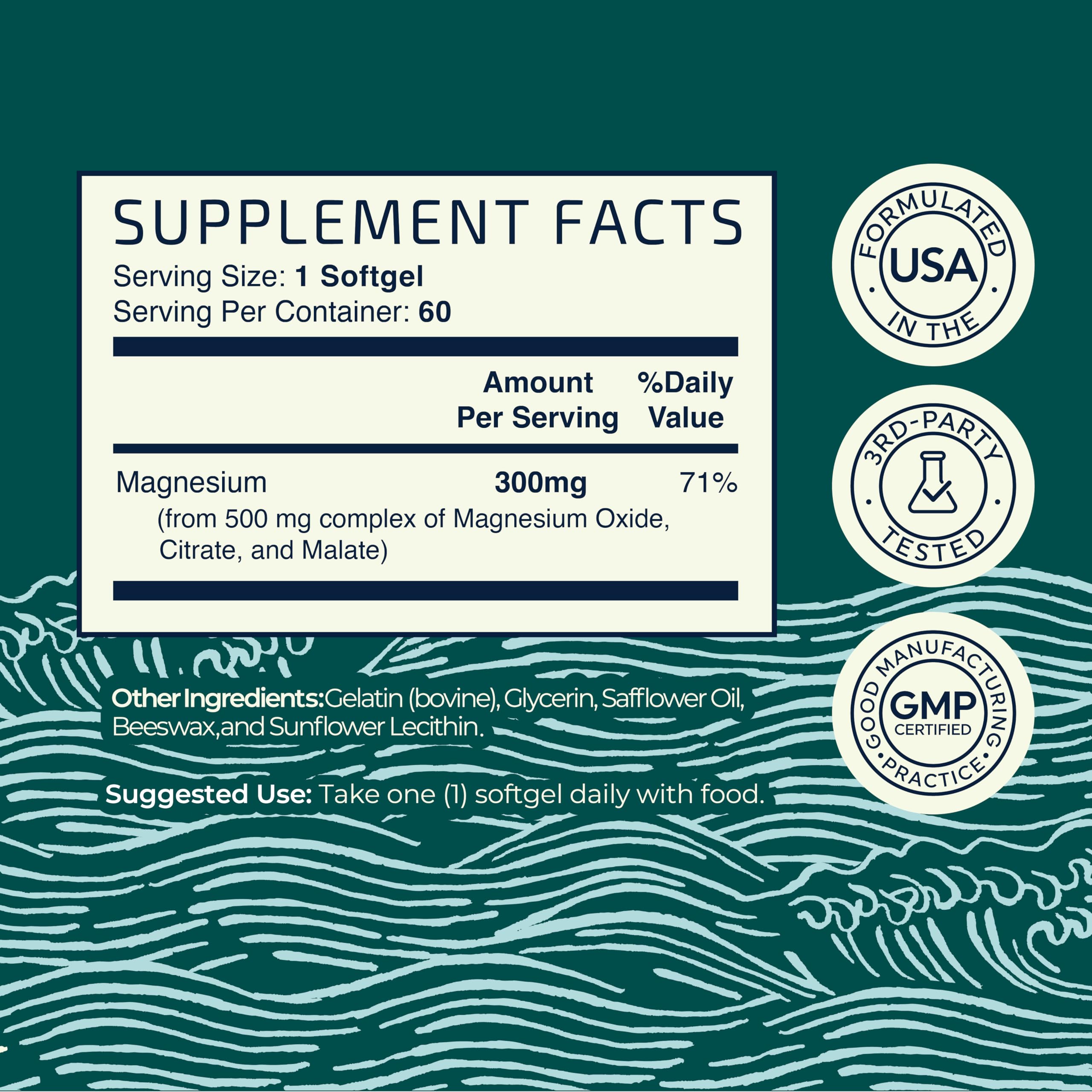 Triple Magnesium Softgels | Citrate, Malate, & Oxide | Highly Absorbable Magnesium - AB Mystery