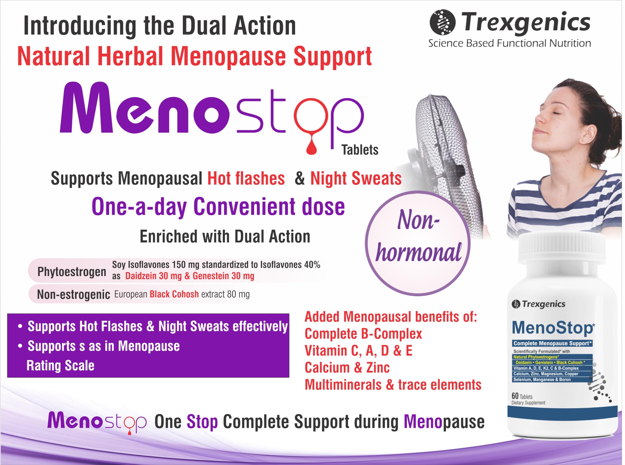 Trexgenics MENOSTOP Complete Menopause Support with Isoflavones - AB Mystery