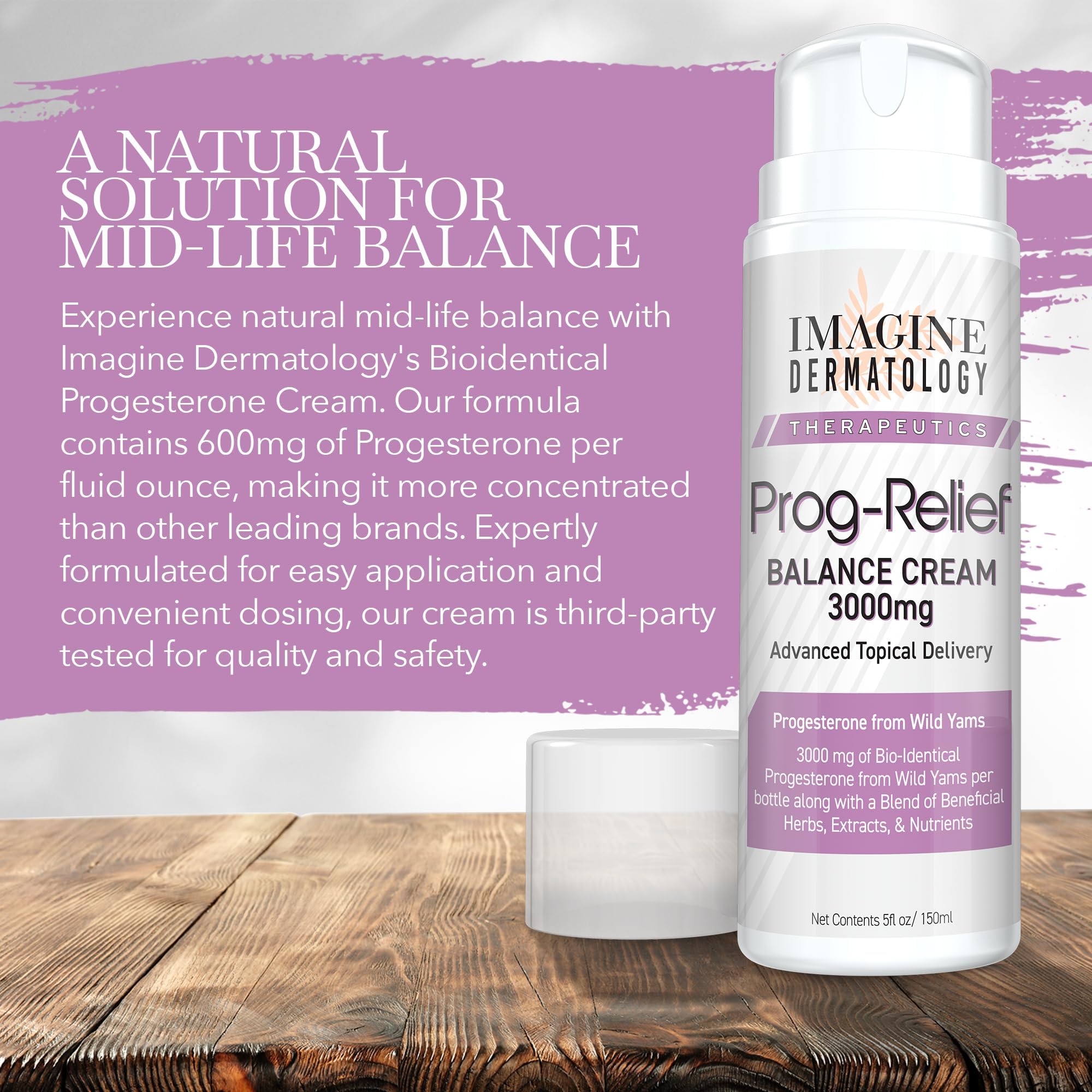 Imagine Dermatology Bio-Identical Progesterone Cream, 50% More - 3000mg, 150 Pump Doses Imagine Dermatology