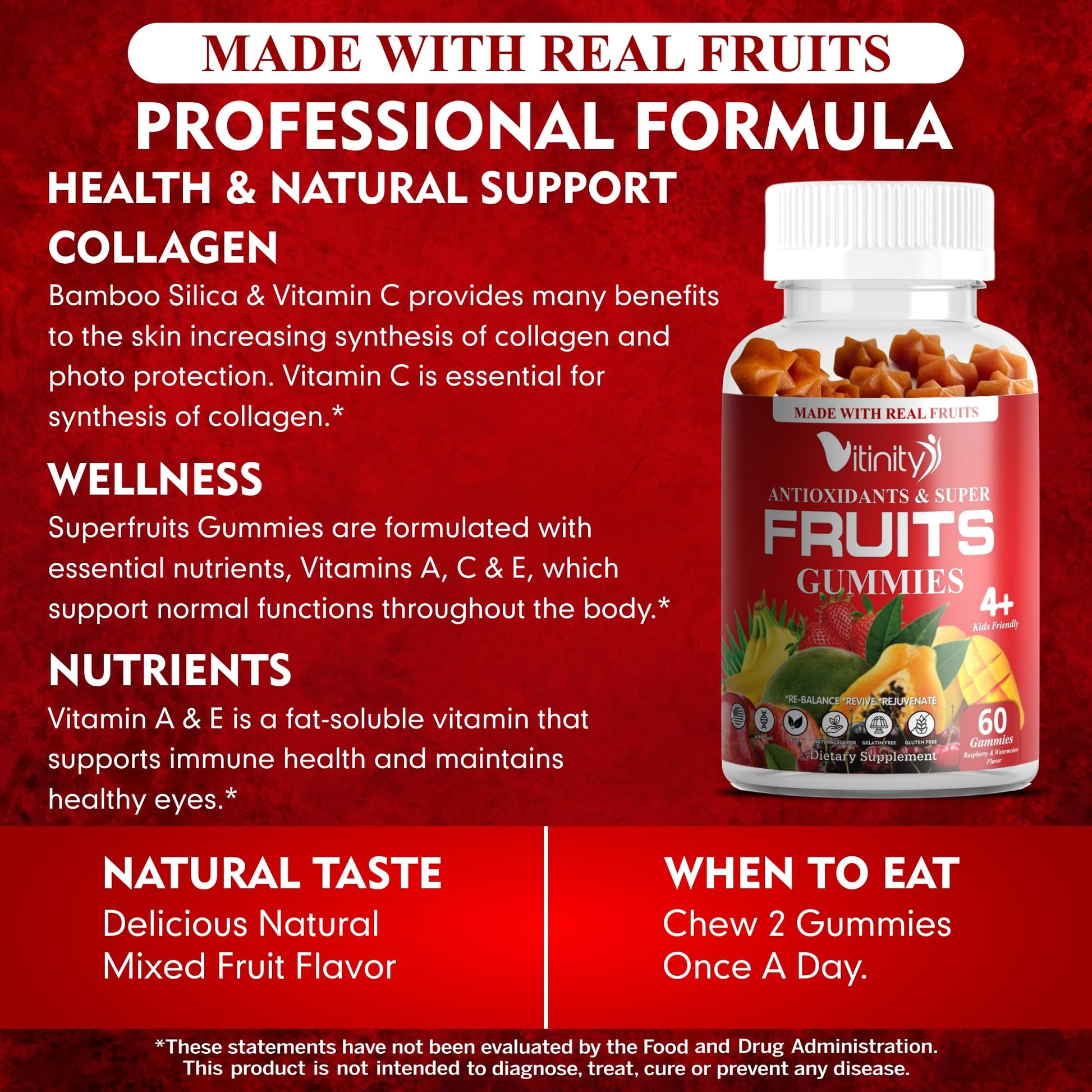VITINITY Made with Real Super Fruits Delicious Gummy Supplement,Men,Women & Kids - AB Mystery