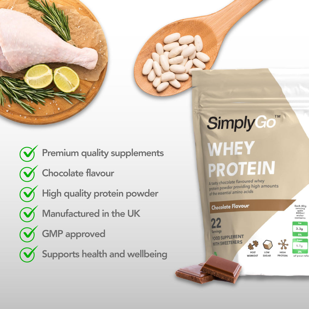 SimplyGo Whey Protein 900g Chocolate Flavour Simply Supplements