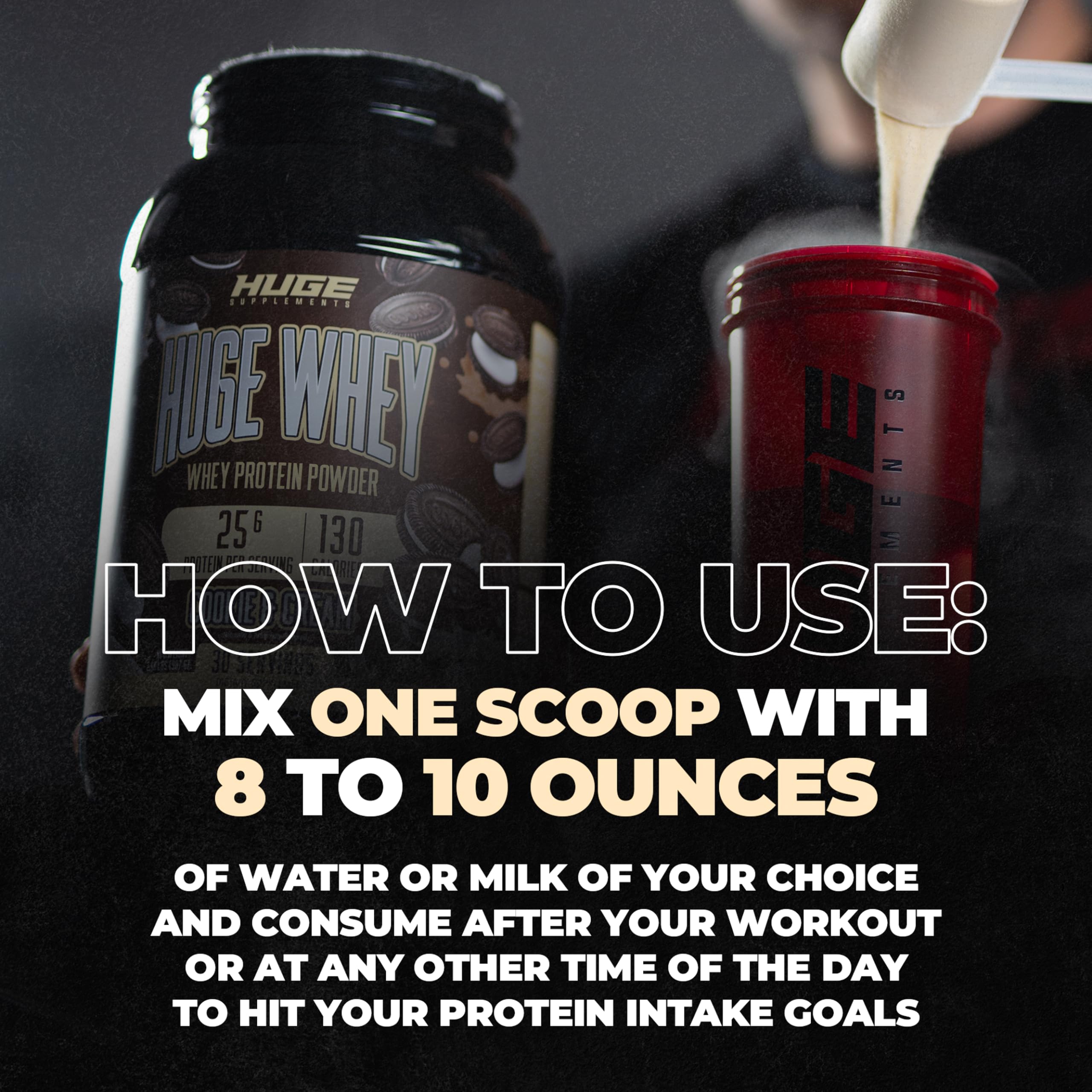 Huge Supplements Whey Protein Concentrate Powder, 25g Protein Per Serving, 5g BCAA - AB Mystery