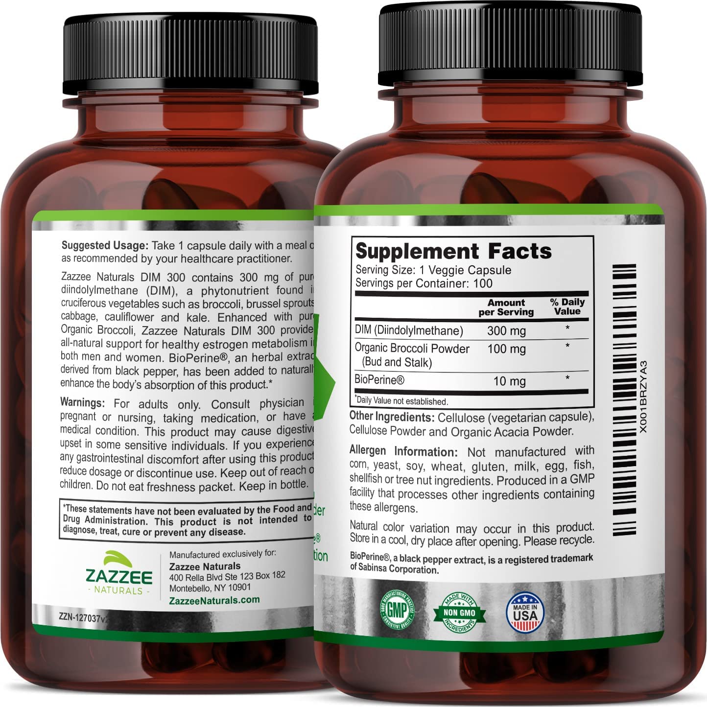 Zazzee Extra Strength DIM 300, 10 mg BioPerine and 300 mg DIM per Capsule, 100 Vegan - AB Mystery