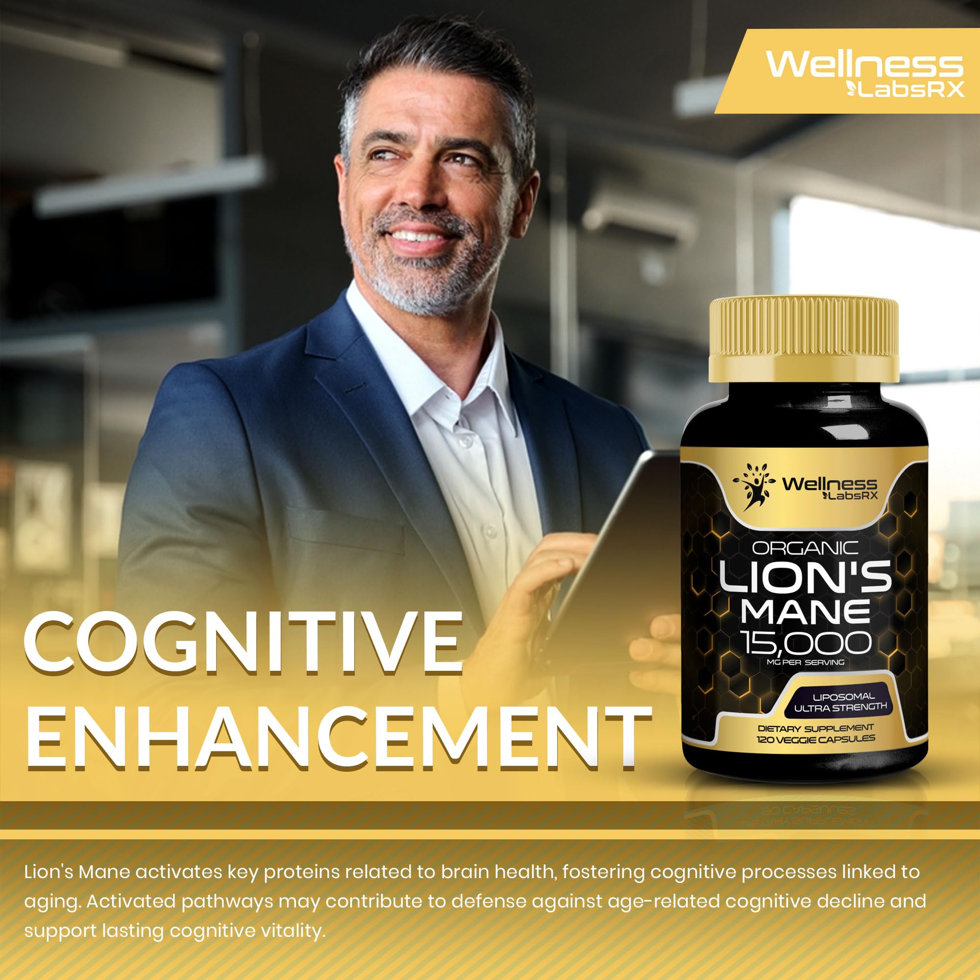 Lions Mane Supplement Capsules - 120 Count - Mushroom Supplement, Brain Supplements - AB Mystery