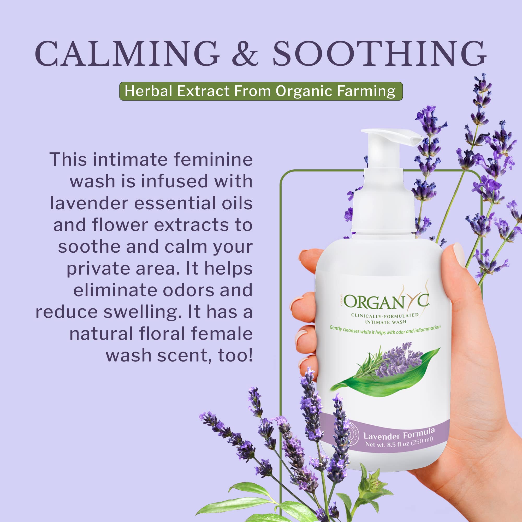 Organic Intimate Wash with Lavender Essential Oils & Flower Extracts, Gentle Cleansing Feminine - AB Mystery
