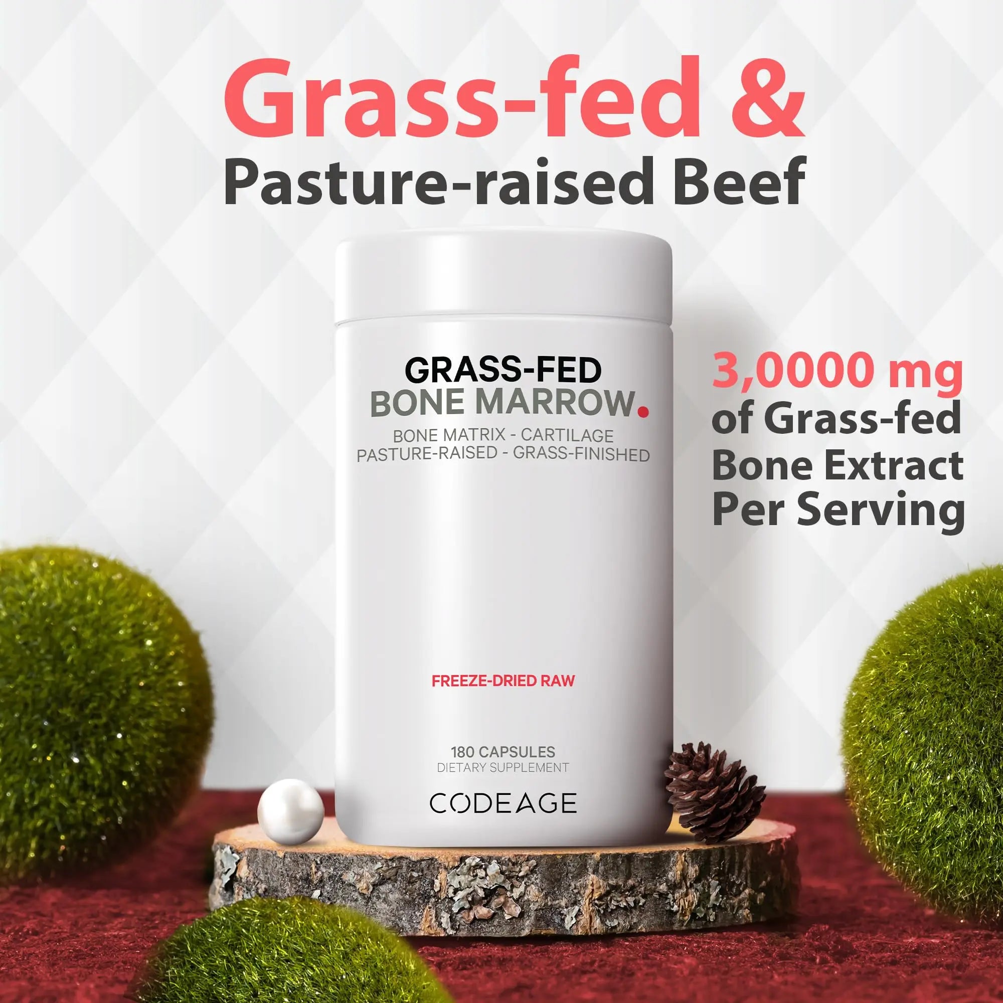 Codeage Grass Fed Bone Marrow, Full Spectrum Whole Bone Extract Codeage