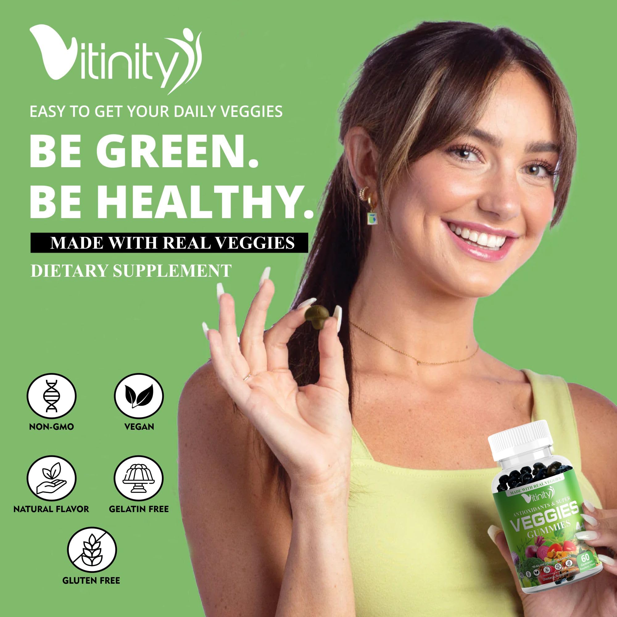 VITINITY Made with Real Super Veggies Delicious Gummy Supplement,Men,Women & Kids - AB Mystery