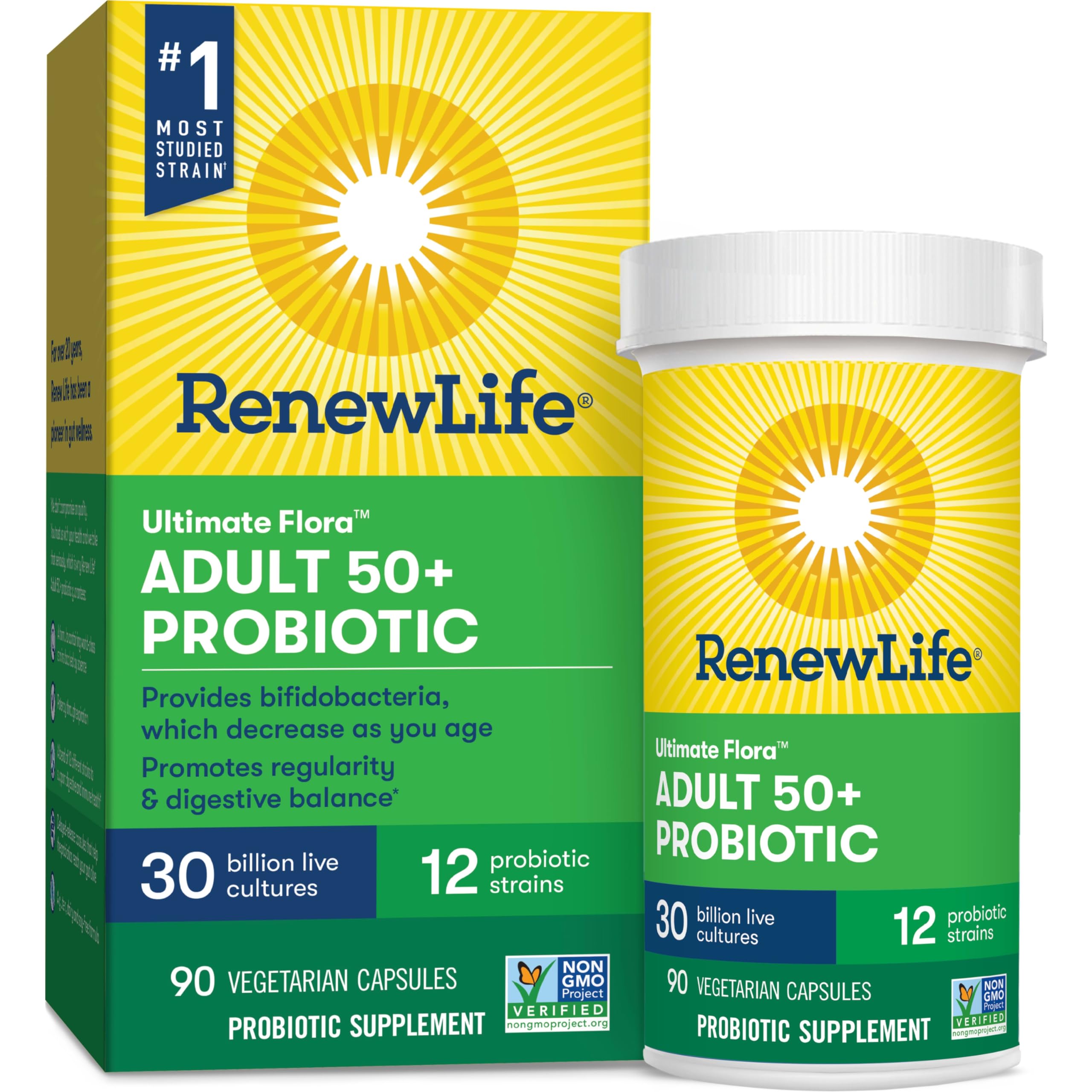 Renew Life Probiotic Adult 50 Plus Probiotic Capsules, Daily Supplement Supports Urinary - AB Mystery