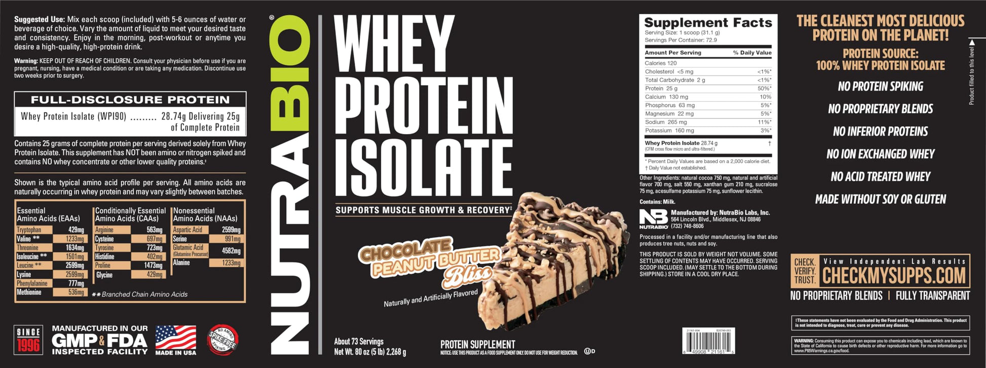 NutraBio Whey Protein Isolate Supplement – 25g of Protein Per Scoop with Complete - AB Mystery