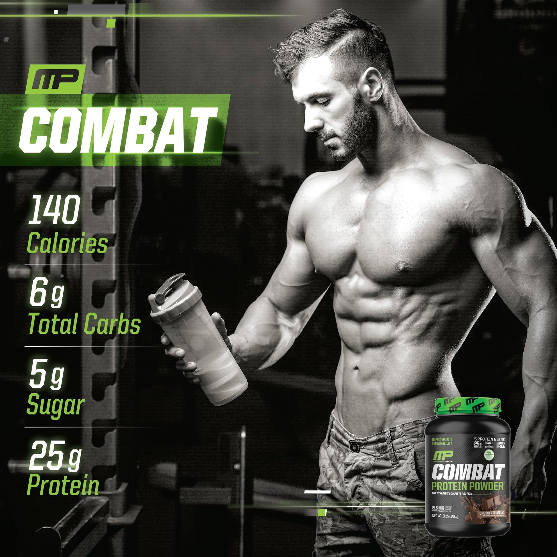 Muscle Pharm Combat Protein Powder, Fuels Muscles for Productive Workouts, 5 Protein - AB Mystery
