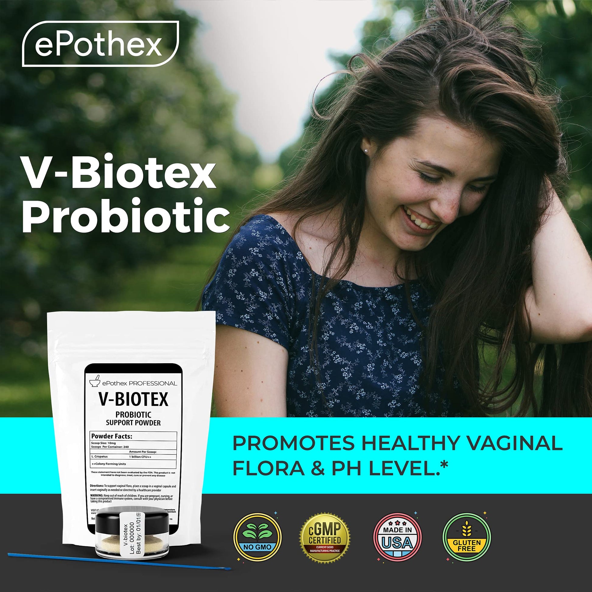 EPOTHEX V-Biotex - Pure L. Crispatus Probiotic Powder | Vaginal Probiotic | Promotes Vaginal & Urinary Health - AB Mystery
