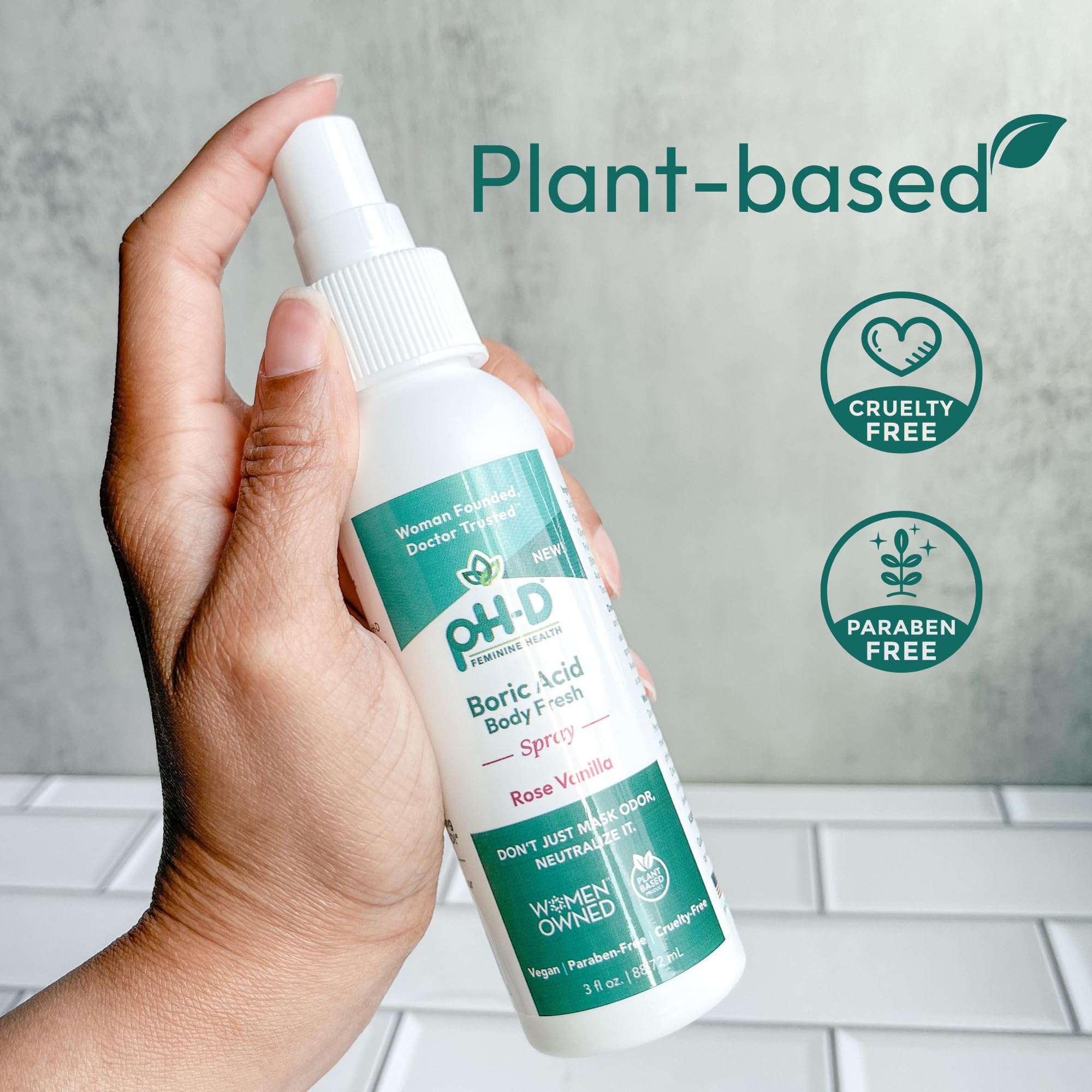 pH-D Feminine Health - Boric Acid Body Fresh Spray - Vegan, Paraben-Free, Plant Based - AB Mystery