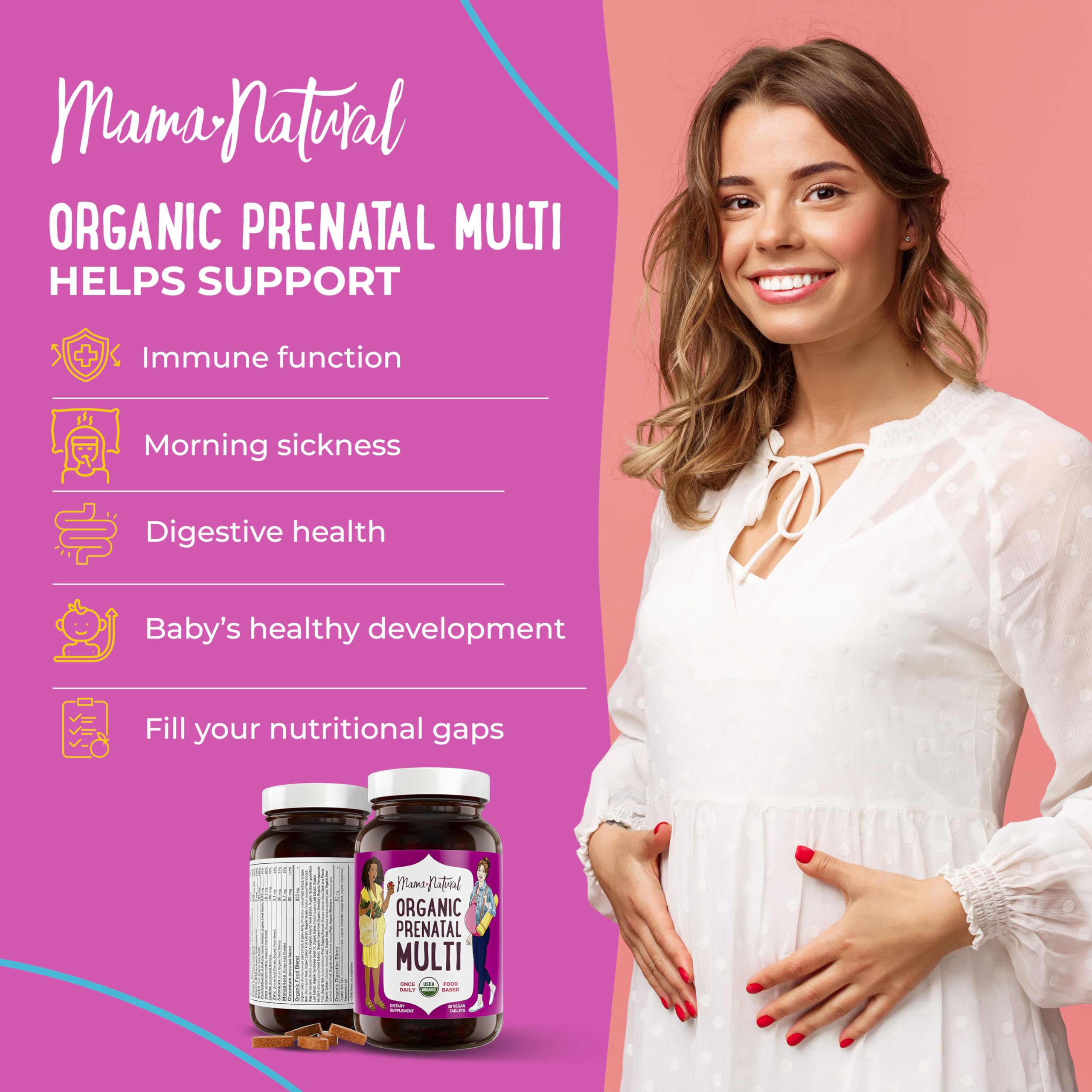 Premium Prenatal Bundle of 2 - Organic Prenatal Multi & Natural Probiotics - Essential Nutrition for Women Mama Natural