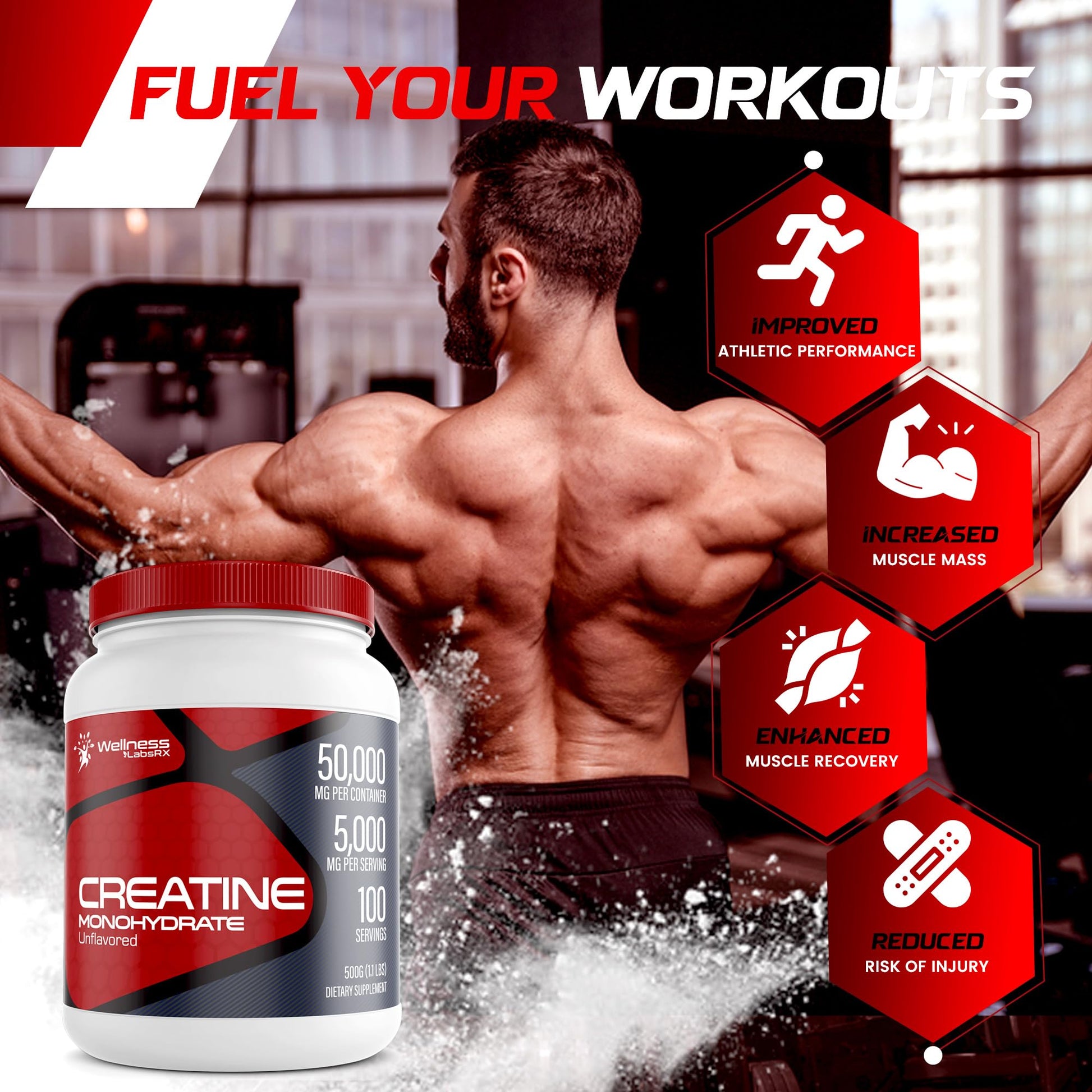 Creatine Monohydrate Powder - 5000mg Micronized for Muscle Growth, Enhanced - AB Mystery