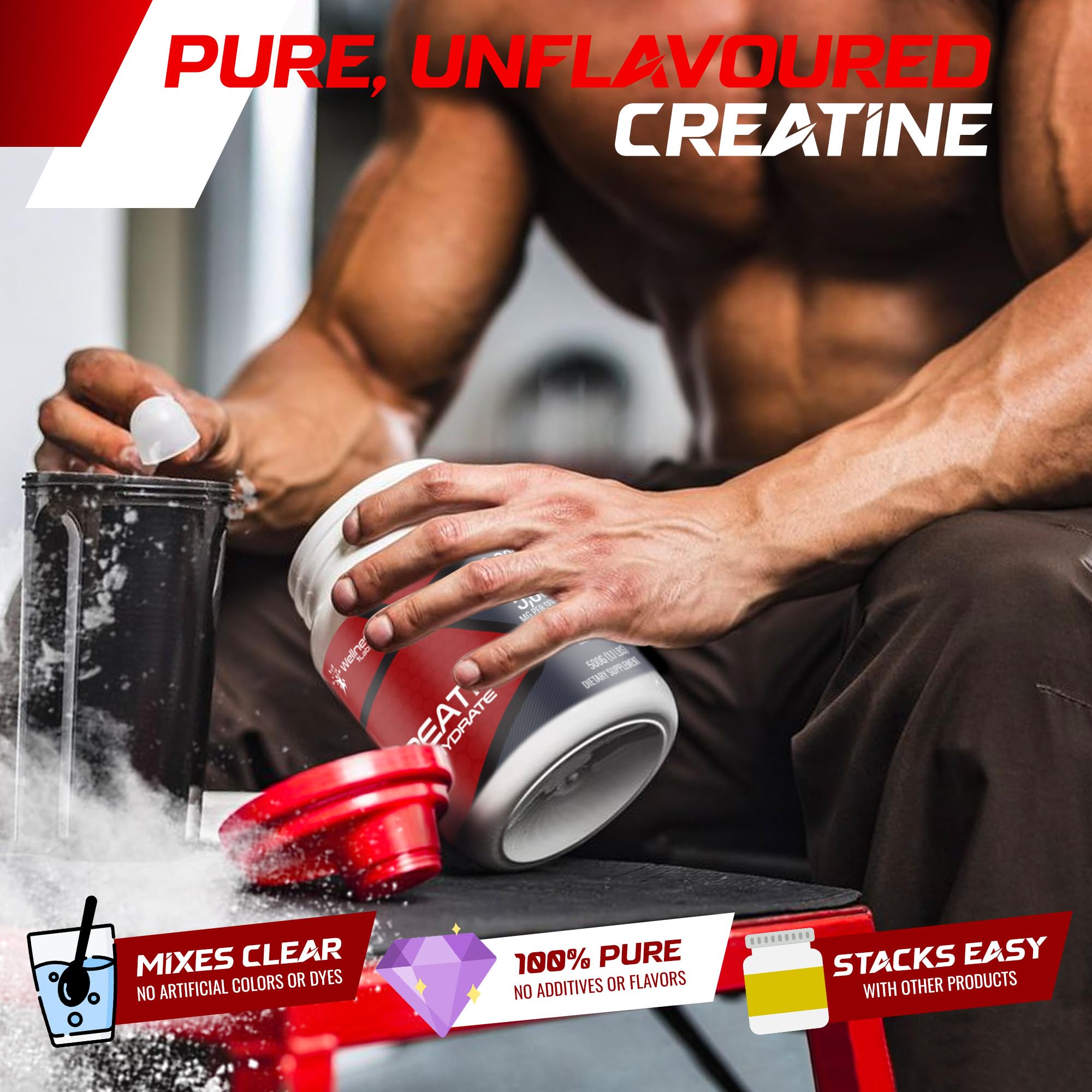 Creatine Monohydrate Powder - 5000mg Micronized for Muscle Growth, Enhanced - AB Mystery