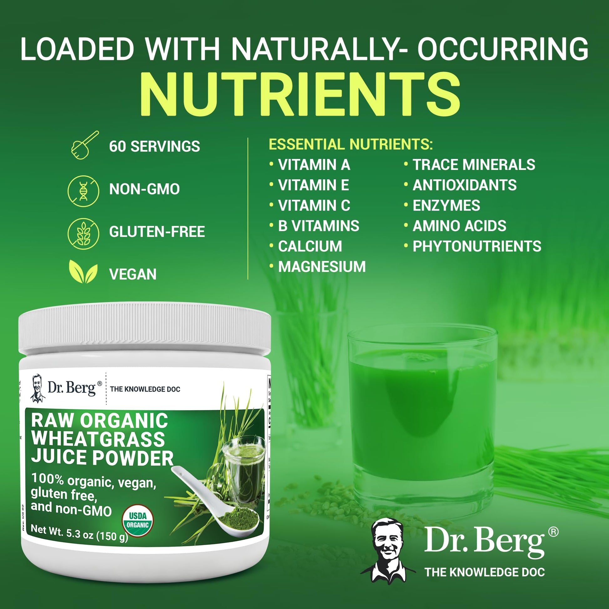 Dr. Berg's Wheatgrass Superfood Powder - Raw Juice Organic Ultra-Concentrated Rich - AB Mystery
