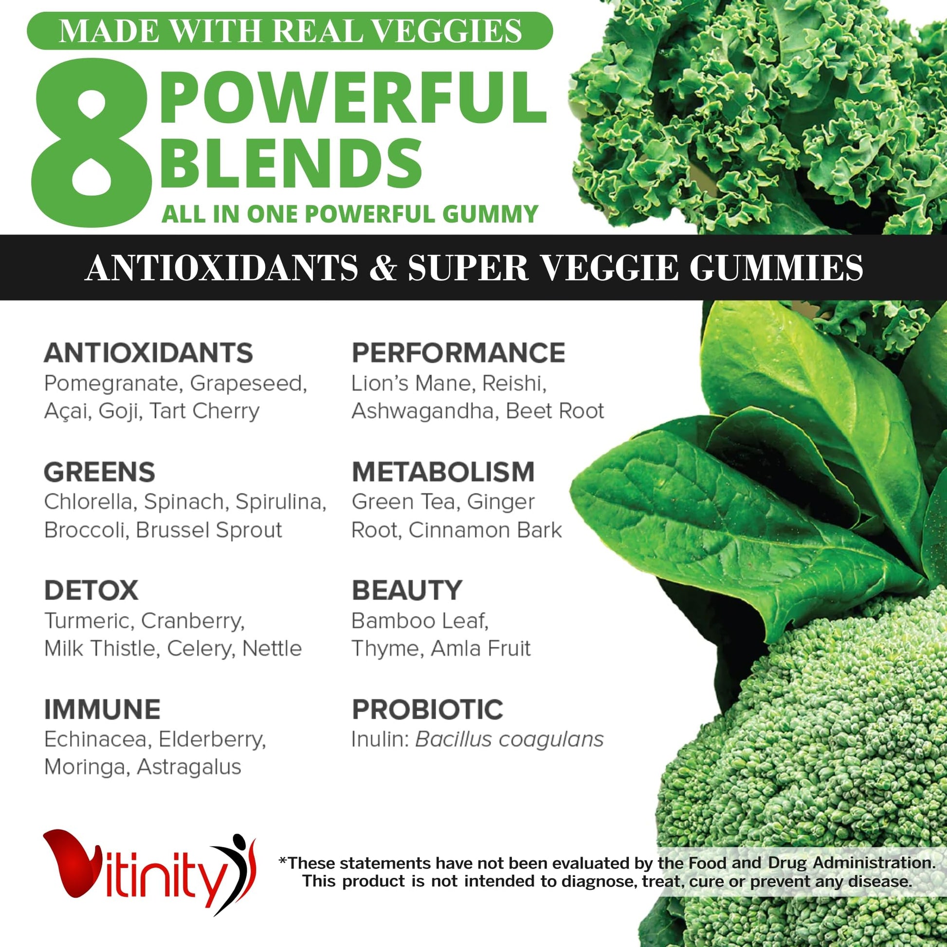 VITINITY Made with Real Fruit-Real Veggie Gummies-Superfood Vegetable Vitamin Sup - AB Mystery
