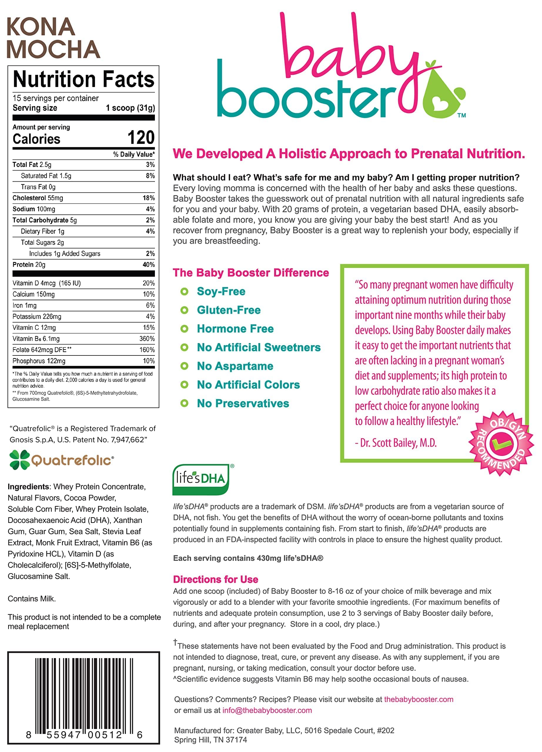 Baby Booster Prenatal Vitamin Supplement Shakes, Kona Mocha and Tahitian Vanilla Baby Booster