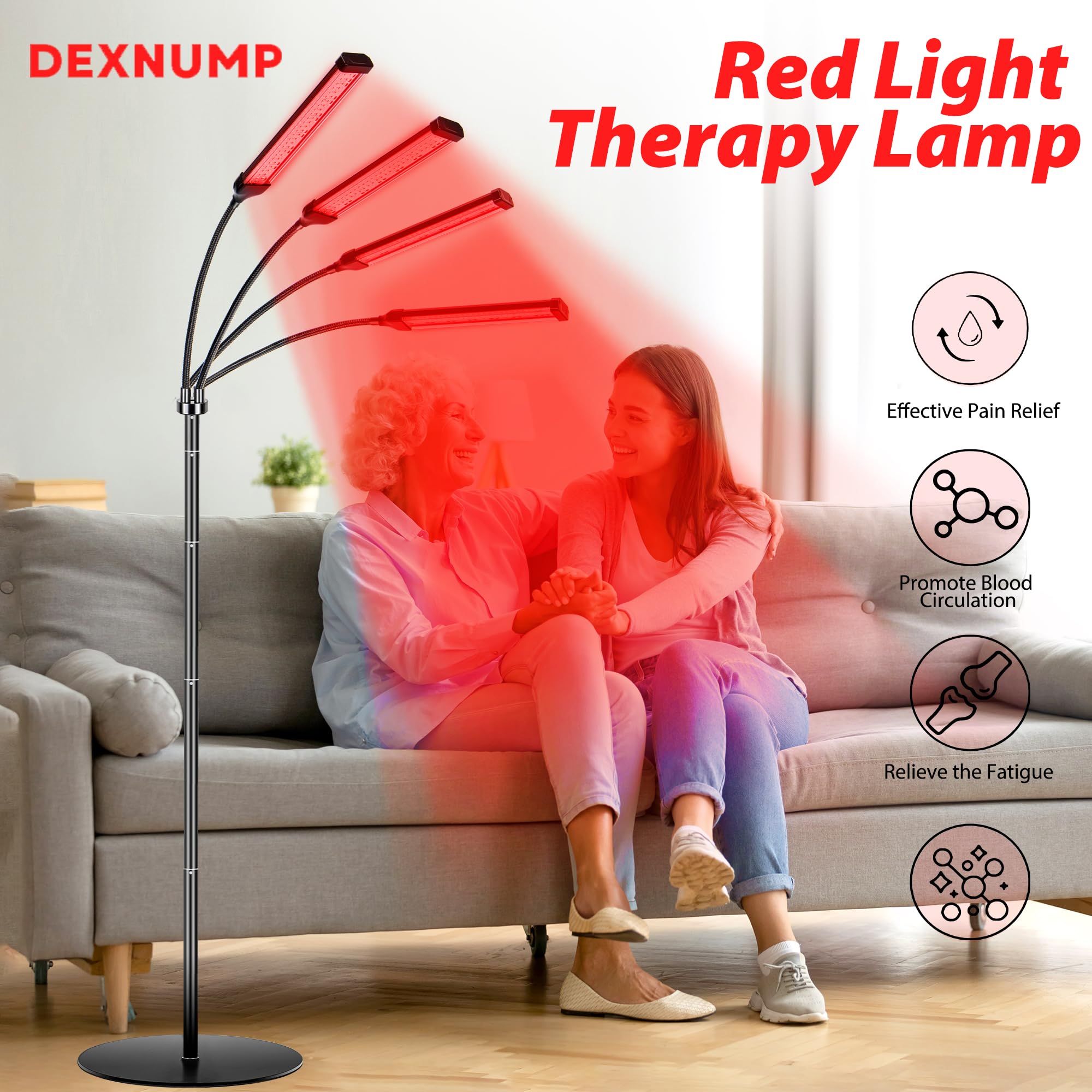 Dexnump Red Light Therapy for Face, 324 LEDs Red Light Therapy Lamp Height Free Adjustment Infrared - AB Mystery