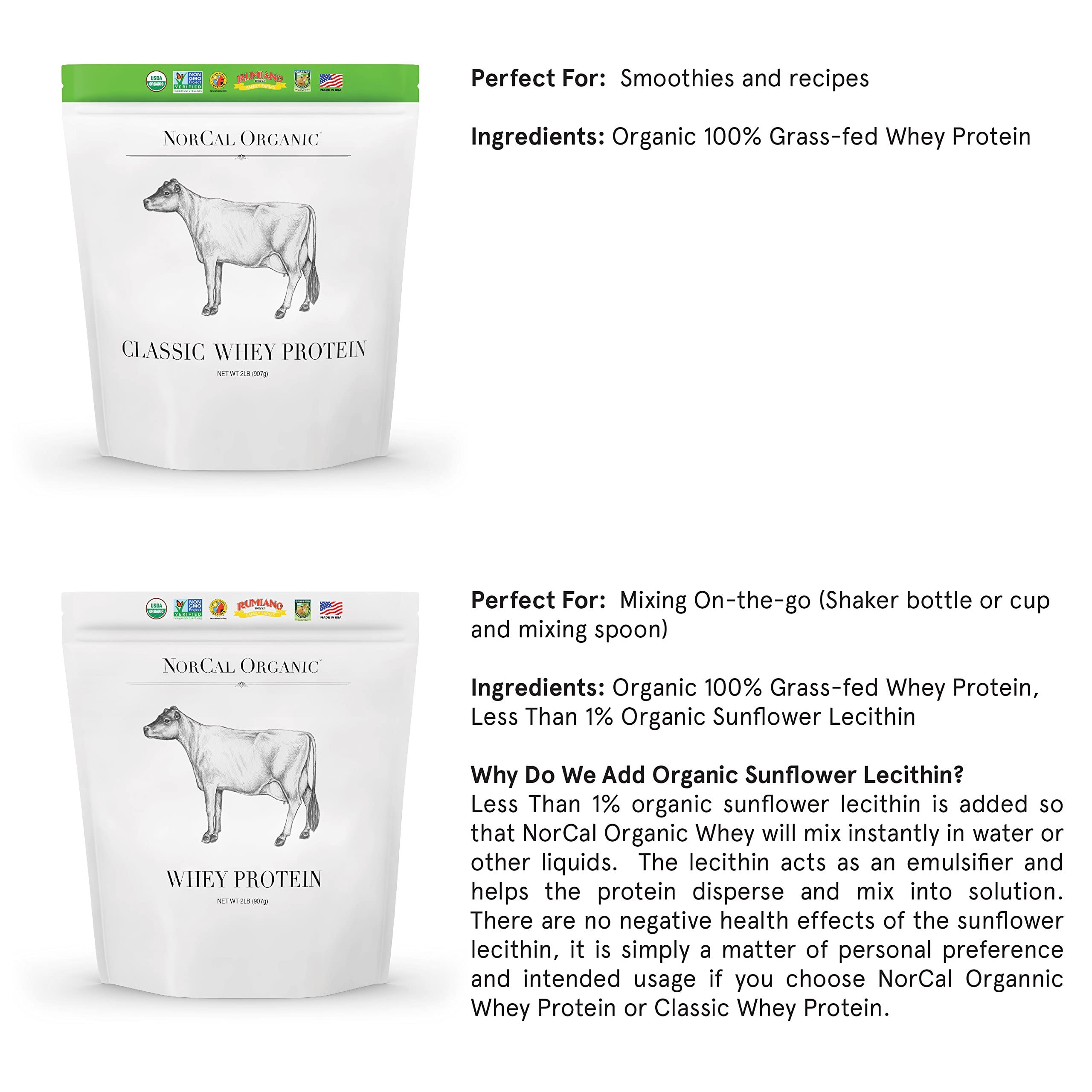 NorCal Organic Classic Whey Protein - 2lbs Bulk | 100% Grass-Fed & Finished - AB Mystery