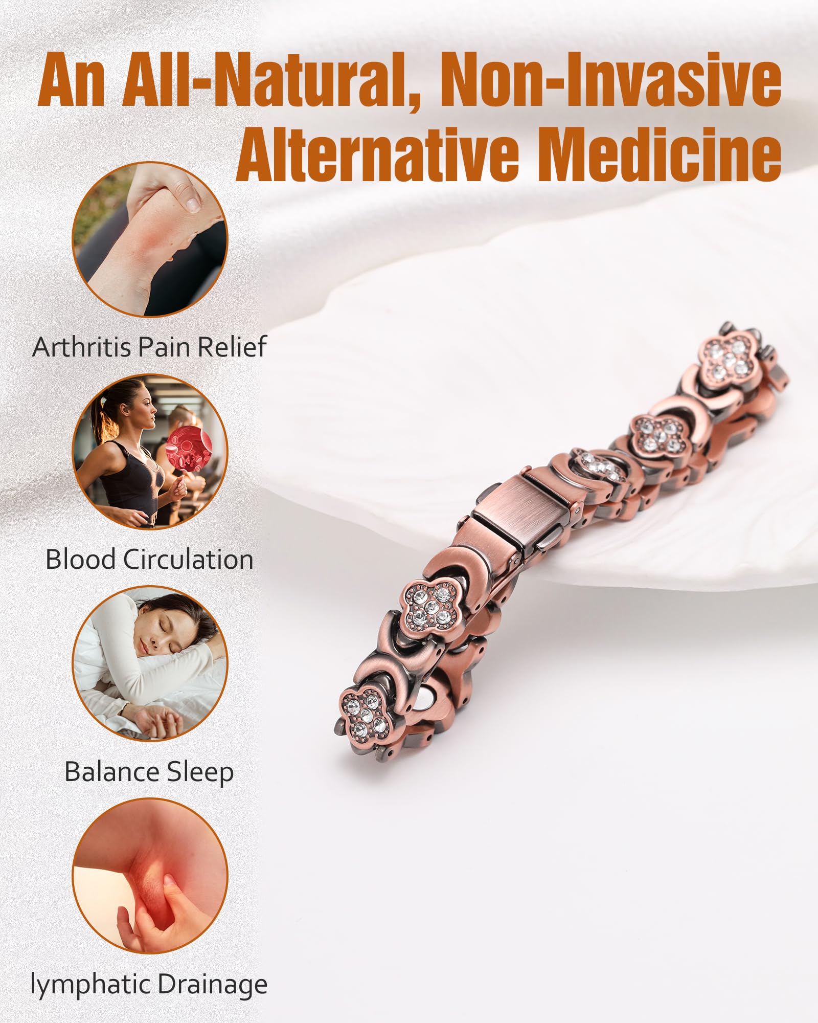 Jecanori Women's Pure Copper Bracelet, Ultra Strength Magnetic Copper Bracelets for Women - AB Mystery