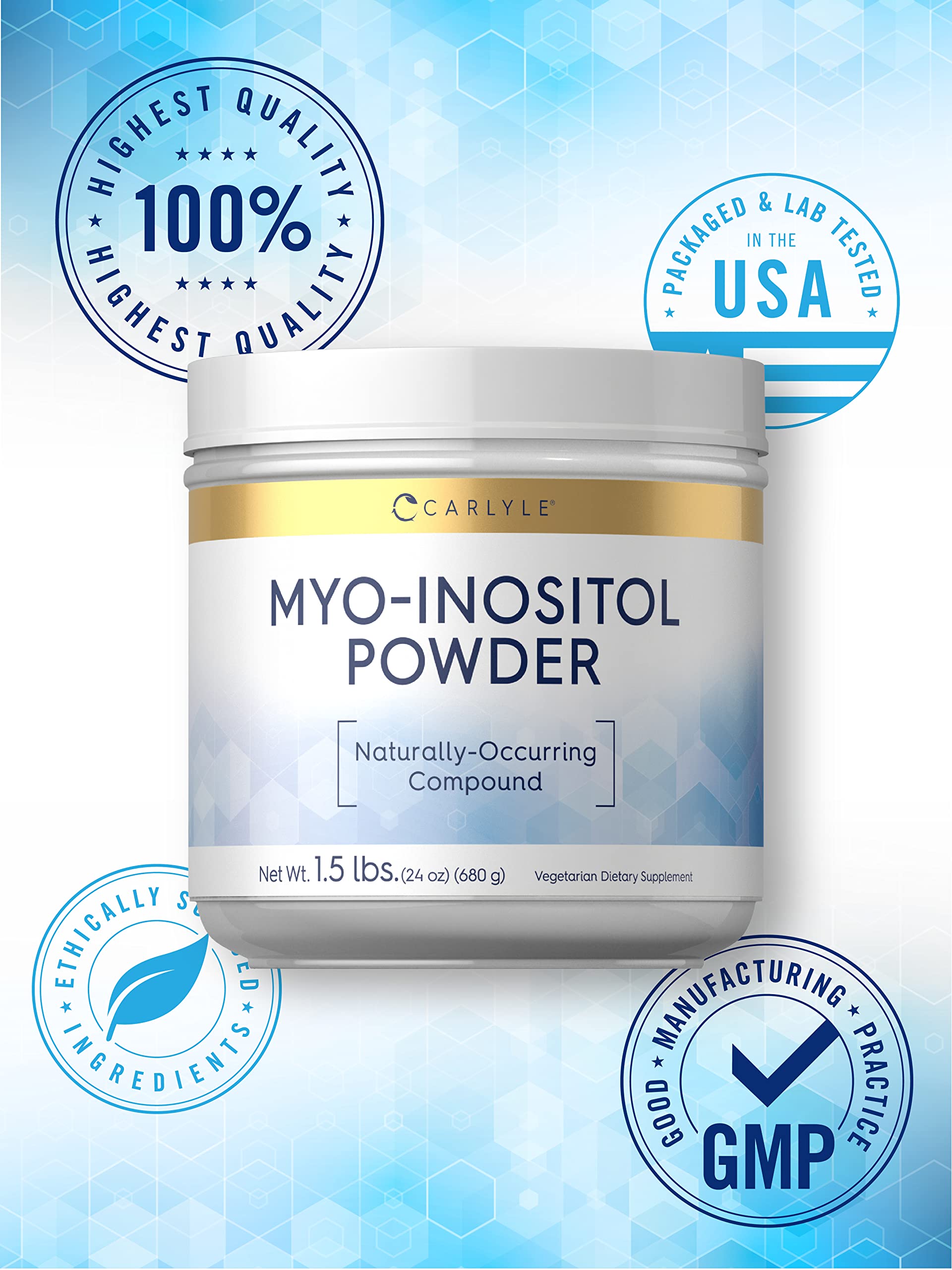 Carlyle Myo-Inositol Powder Supplement | 1.5 lbs | Naturally Occuring Compound - AB Mystery