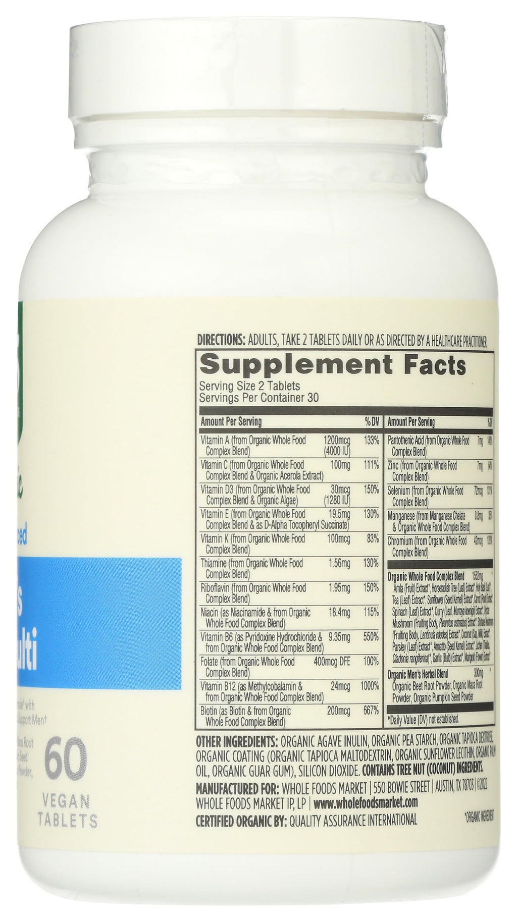 365 by Whole Foods Market, Vitamin Multi Mens Food Cultured 40 Plus, 60 Count - AB Mystery