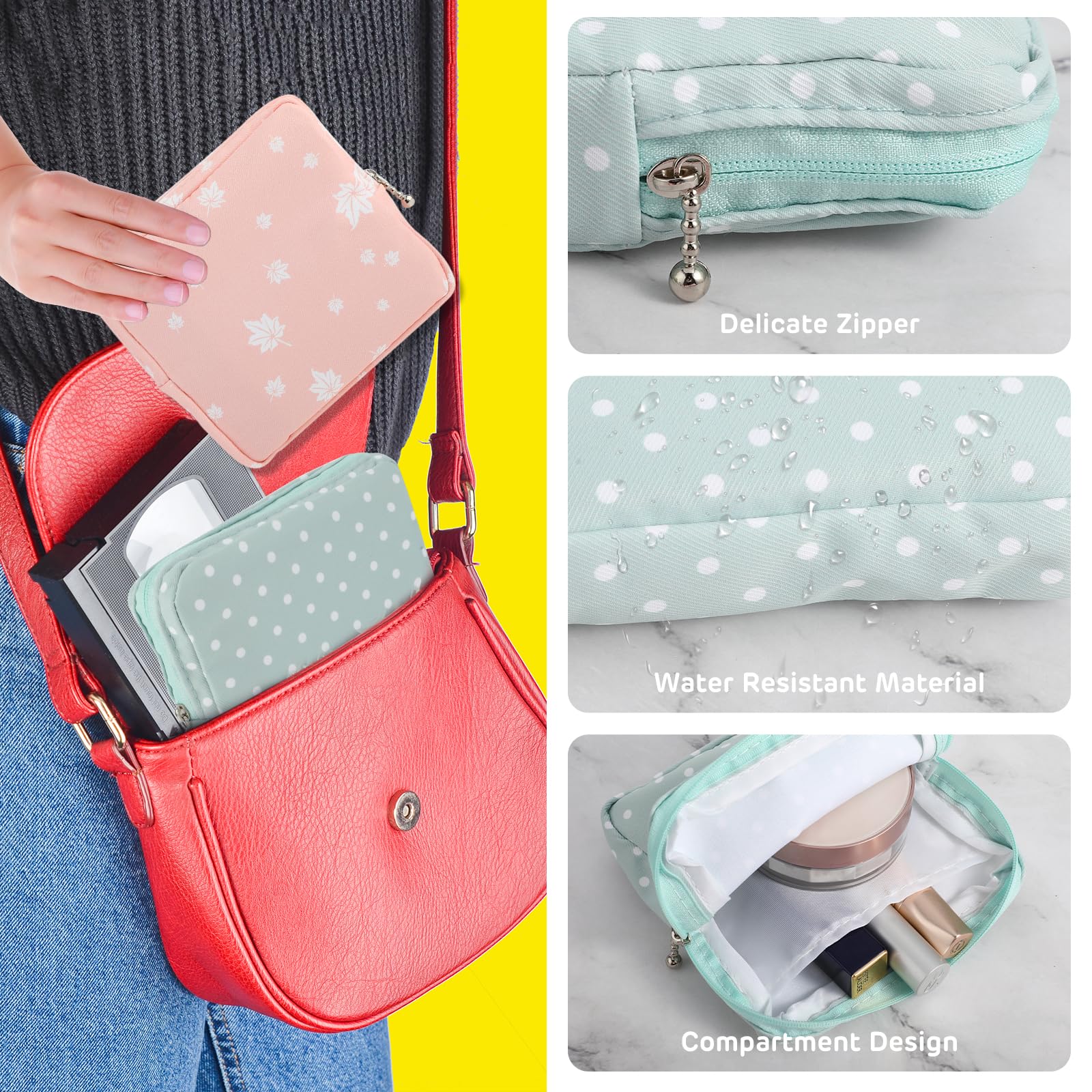3Pcs Period Bag, Sanitary Pad Storage Bag Samll Period Pouch for Purse Cute Menstrual Period Bag - AB Mystery