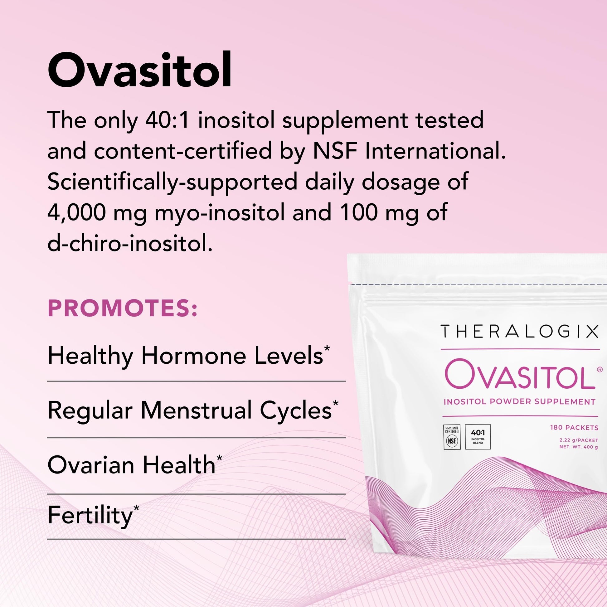 Theralogix Ovasitol Inositol Powder Packets - 180 Servings - Myo-Inositol - AB Mystery