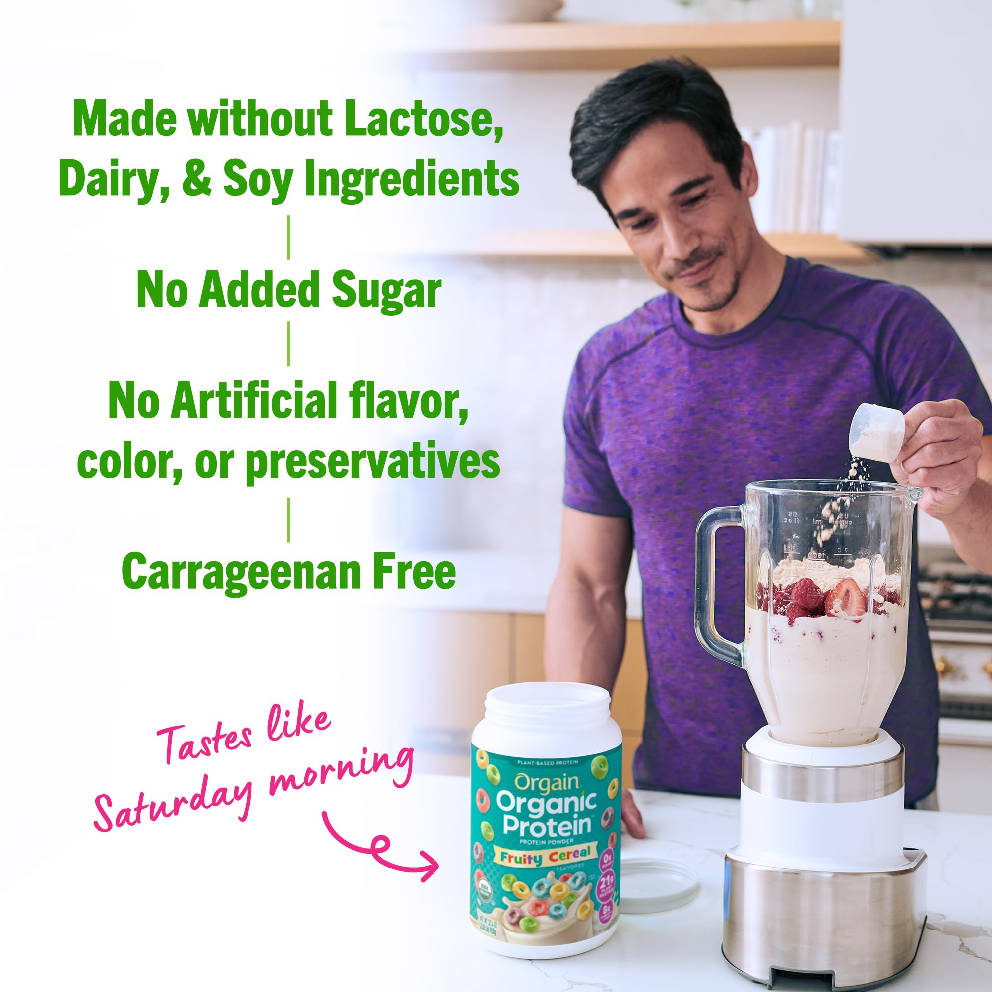 Orgain Organic Vegan Protein Powder, Fruity Cereal - 21g Plant Based Protein, Gluten Free - AB Mystery