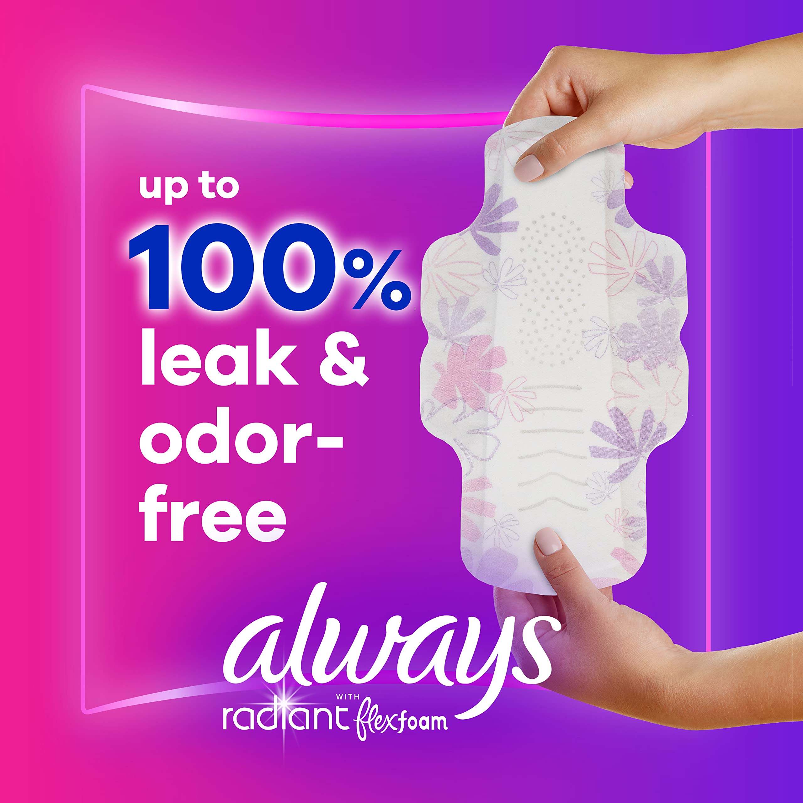 Always Radiant Feminine Pads For Women, Size 3 Extra Heavy Absorbency, With Flexfoam - AB Mystery