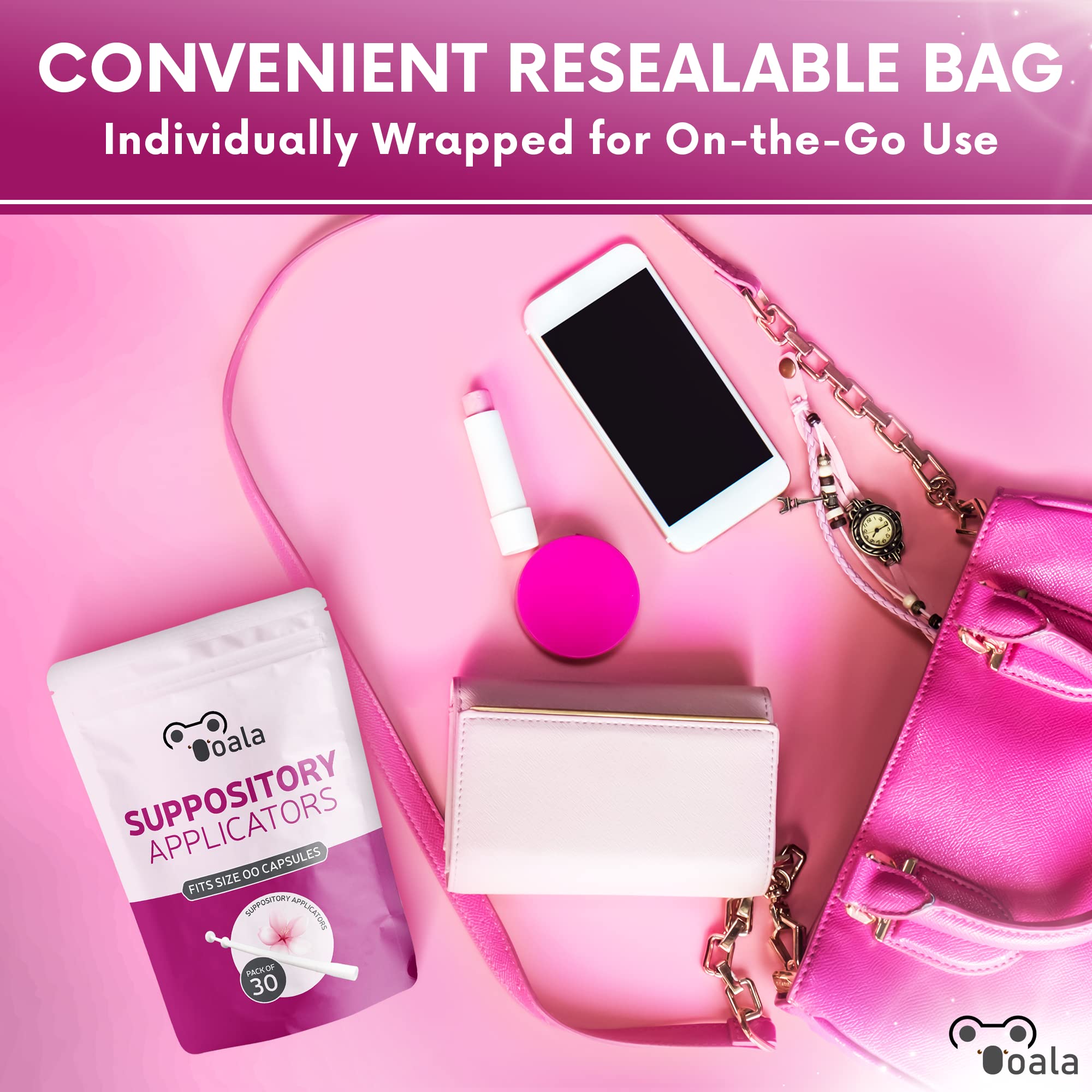 Ooala Disposable Vaginal Suppository Applicators (30-Pack) | Fits Most Brands, Pills, Tablets and Boric Acid - AB Mystery