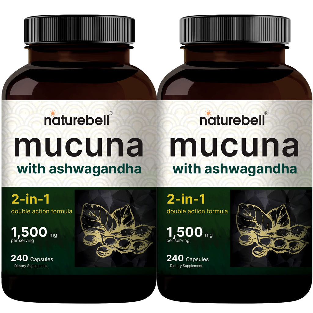 2 Pack NatureBell Mucuna Pruriens Capsules, 1500mg Per Serving, Made with Mucuna 