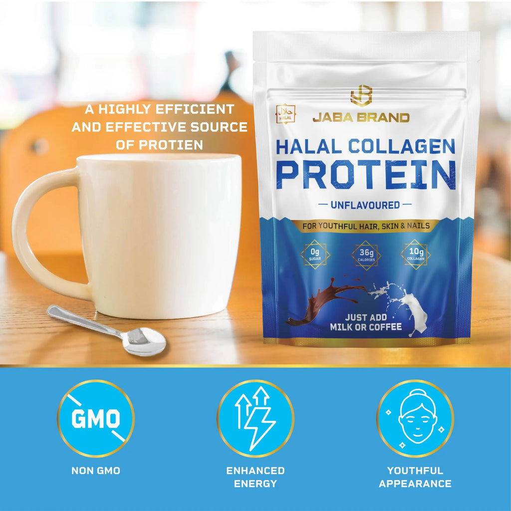 JABA BRAND - Halal Bovine Collagen Protein Powder for Hair, Nails, Joints and Skin - AB Mystery