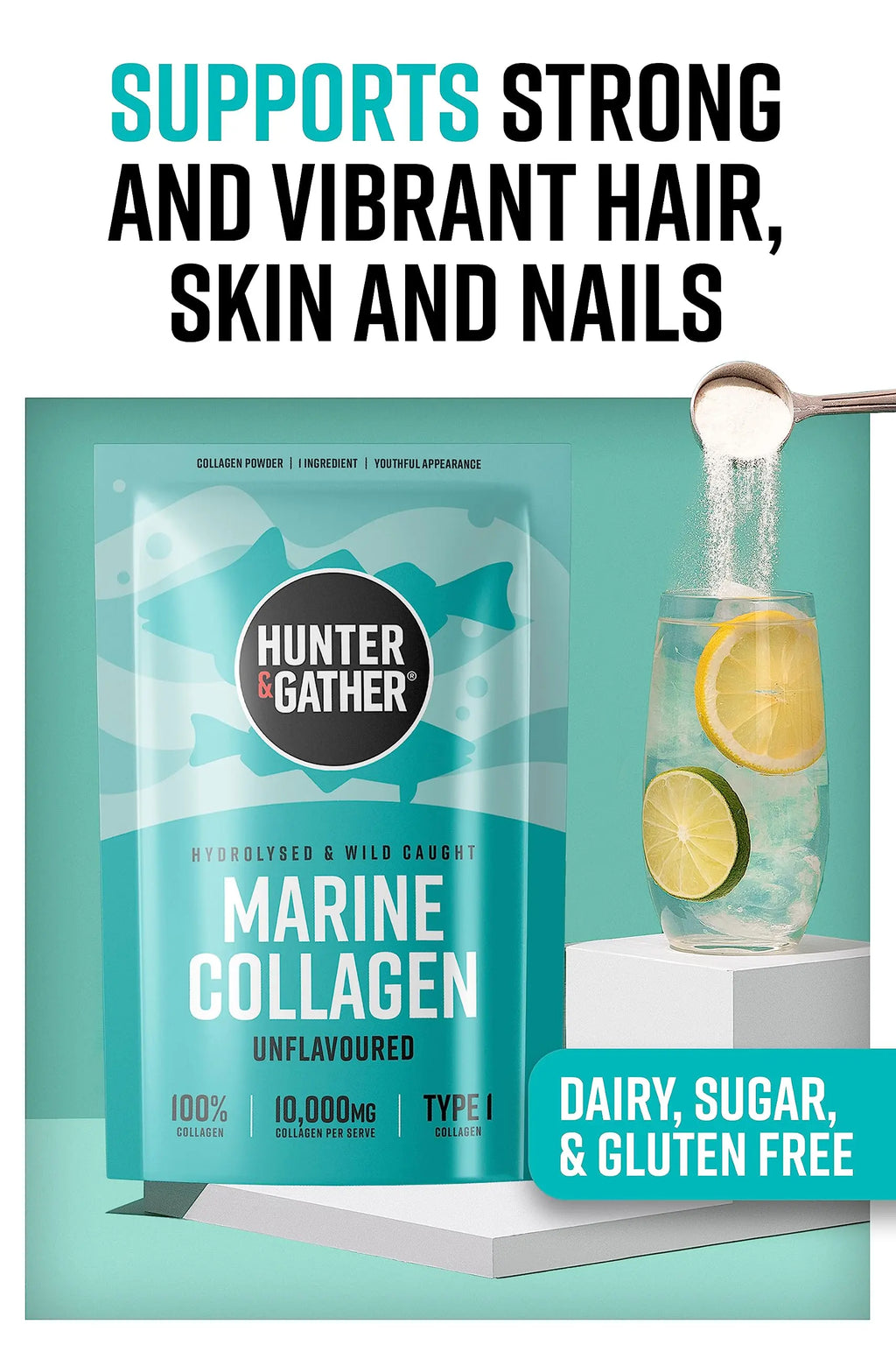 Hunter & Gather Marine Collagen Powder 300g | Pure Unflavoured Premium Hydrolysed Wild Caught Marine Collagen Hunter & Gather