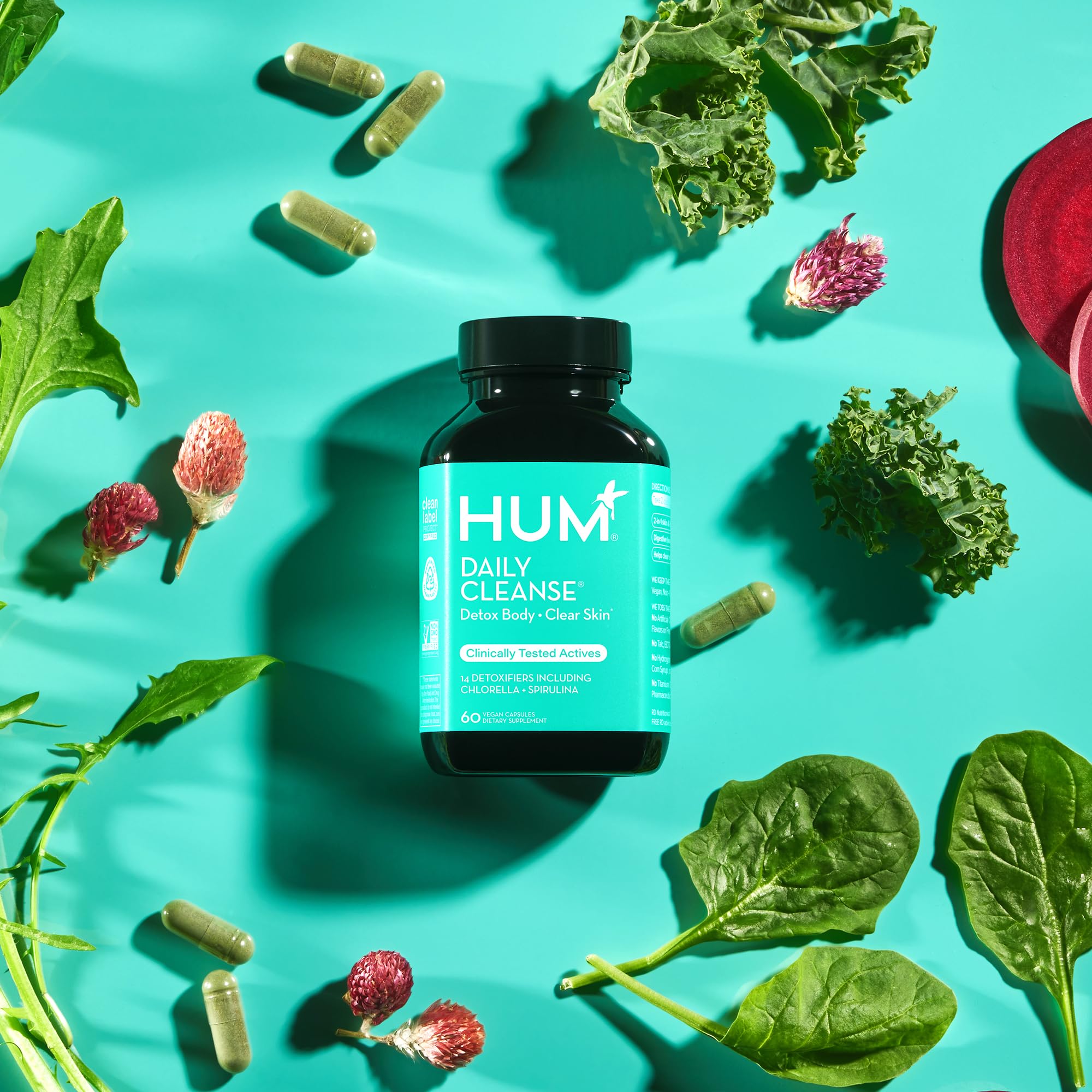 HUM Daily Cleanse Acne Supplements - Support for Clear Skin & Improved Digestion - AB Mystery