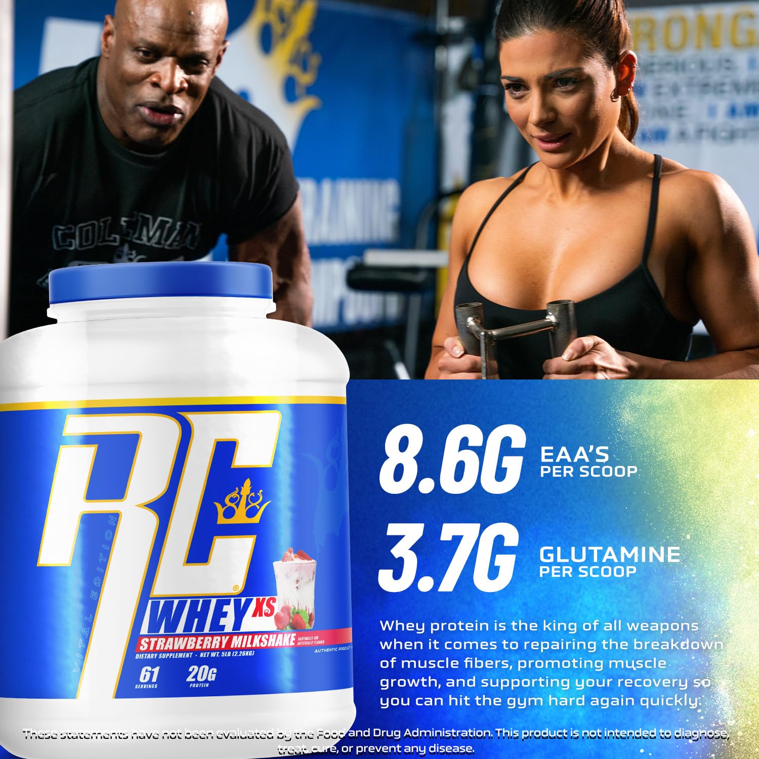 Ronnie Coleman Signature Series Whey XS Protein Powder, Pre Workout Shake Mix - AB Mystery