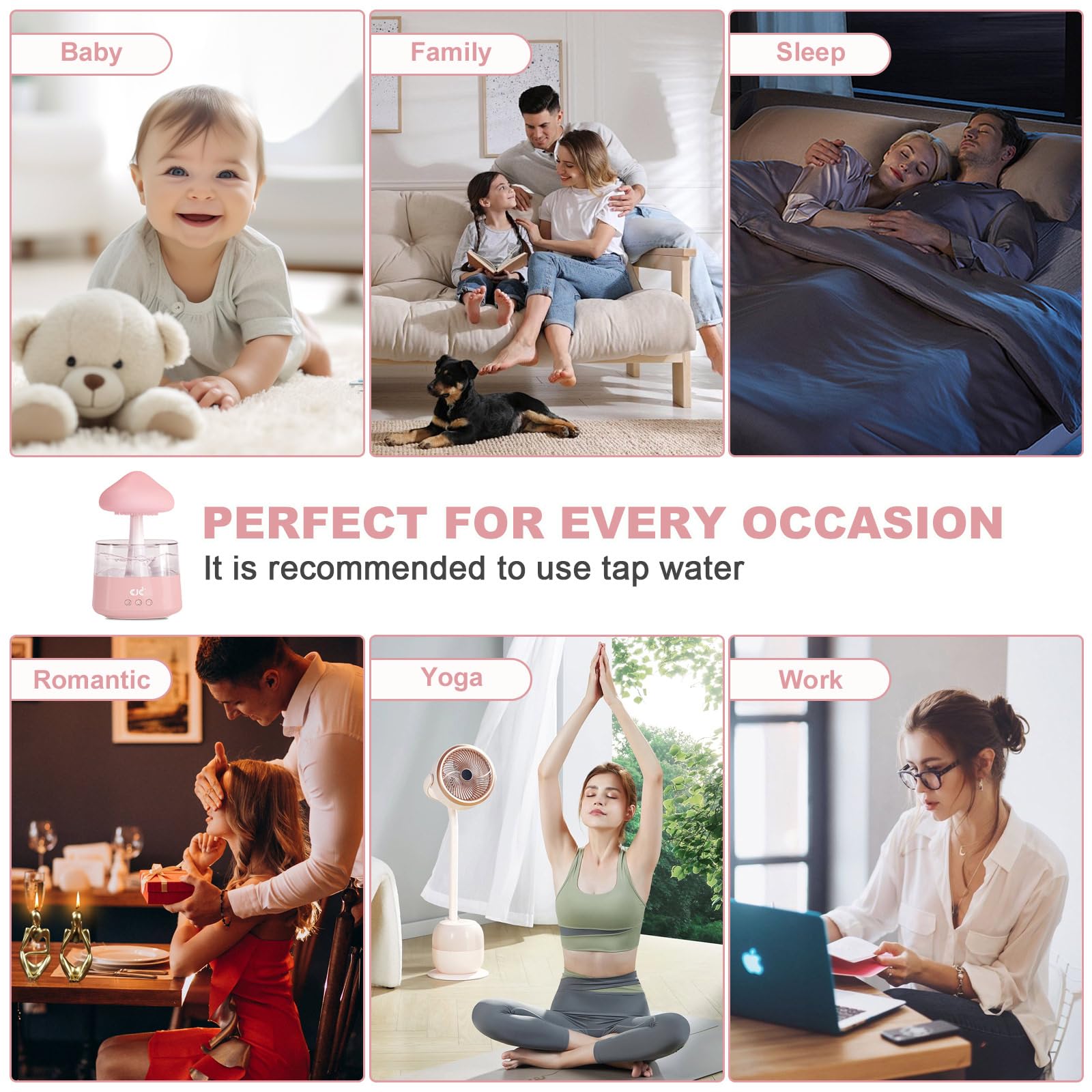 Humidifiers for Bedroom, 7 Color-Changing Led Night Lights, Aromatherapy Essential Oil - AB Mystery