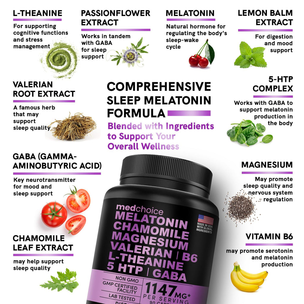 10-in-1 Melatonin Capsules - Melatonin 5mg Natural Sleep Aid for Adults - AB Mystery