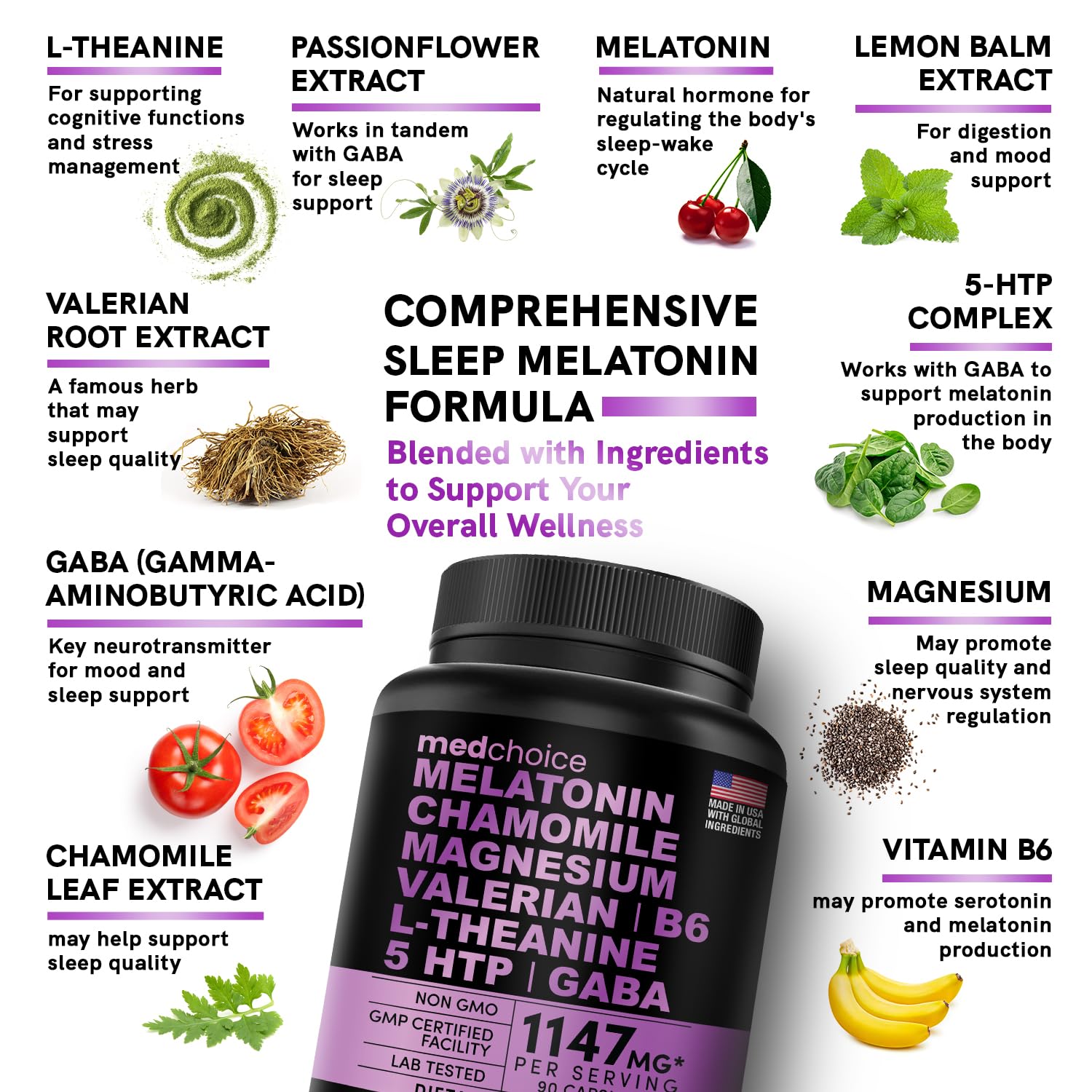 10-in-1 Melatonin Capsules - Melatonin 5mg Natural Sleep Aid for Adults - AB Mystery