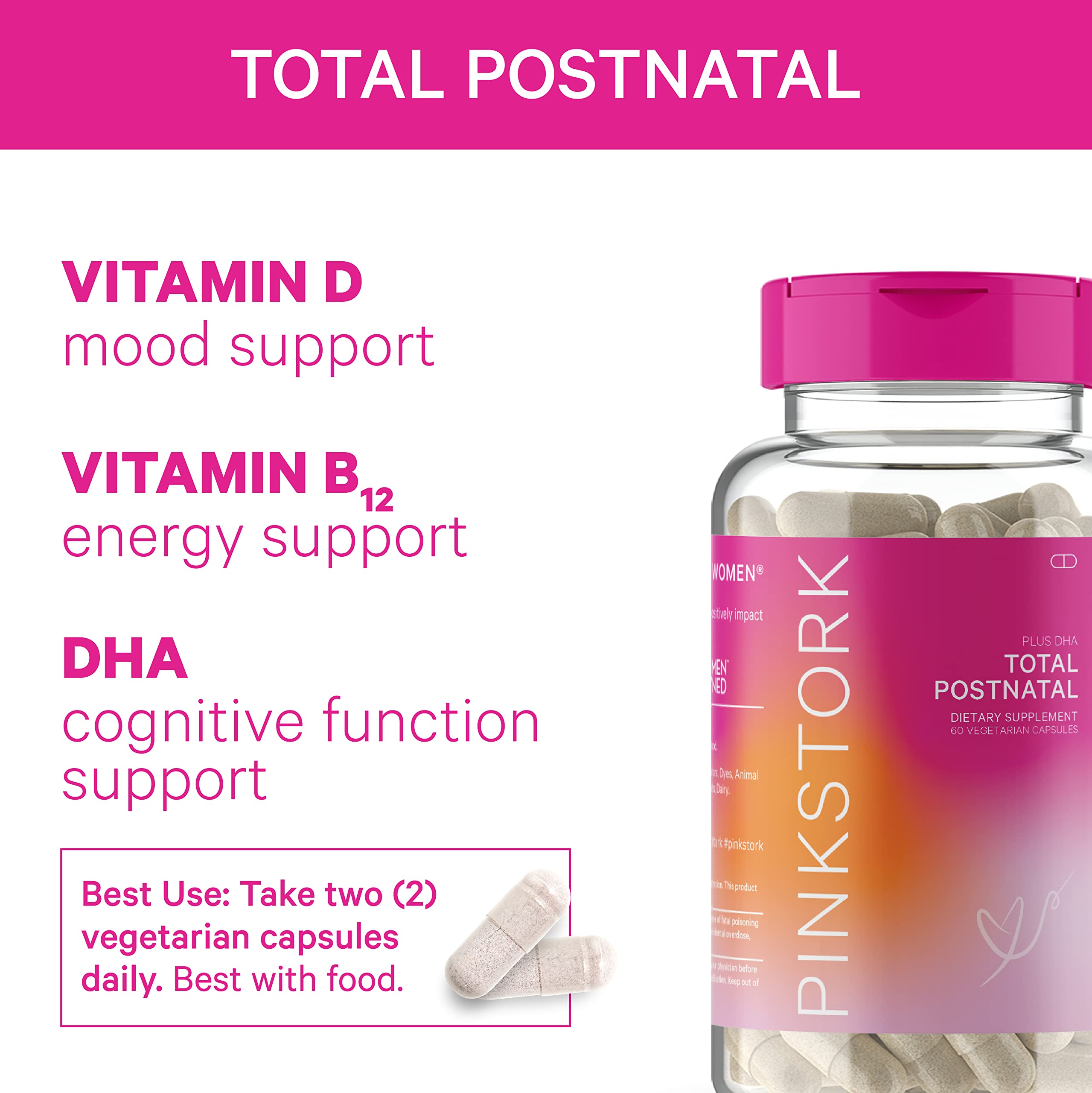 Pink Stork New Mom Necessities Bundle: Postnatal Vitamin with DHA and Folic Acid, Lactation Probiotic Pink Stork